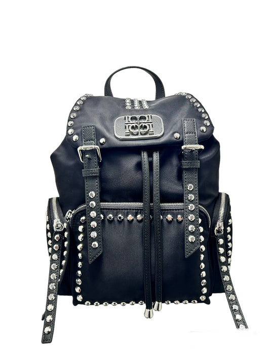 La Carrie Bag- Belts backpack nylon+synt.black