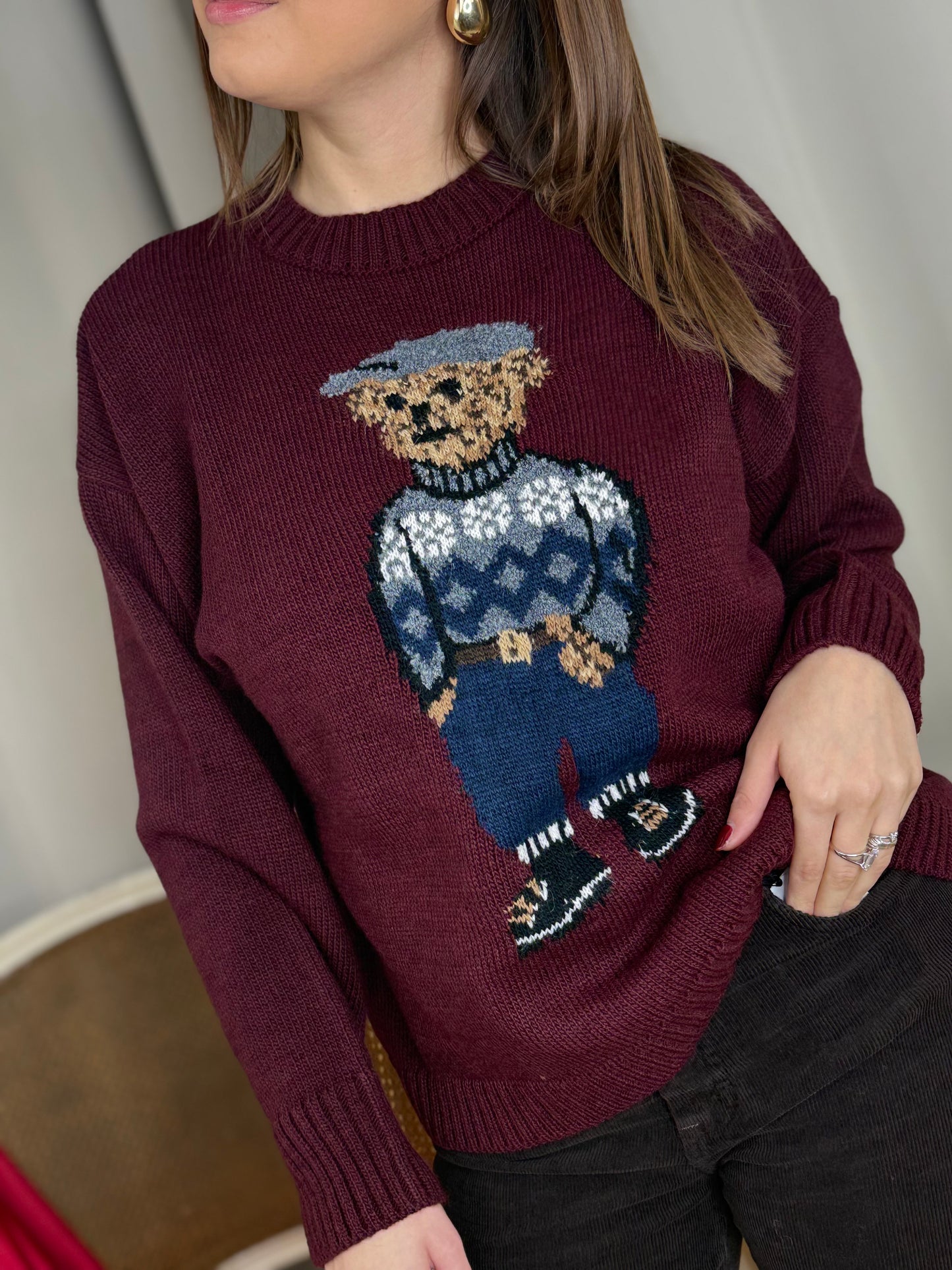 Tensione in Maglia TEDDY BORDEAUX