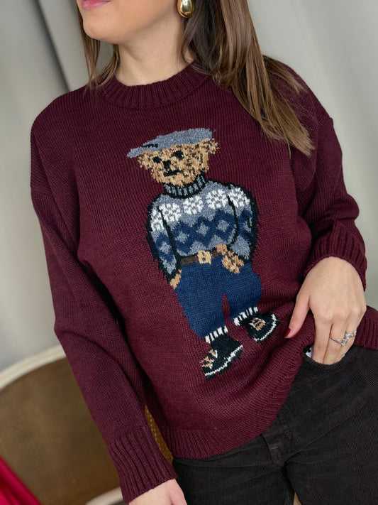 Tensione in Maglia TEDDY BORDEAUX