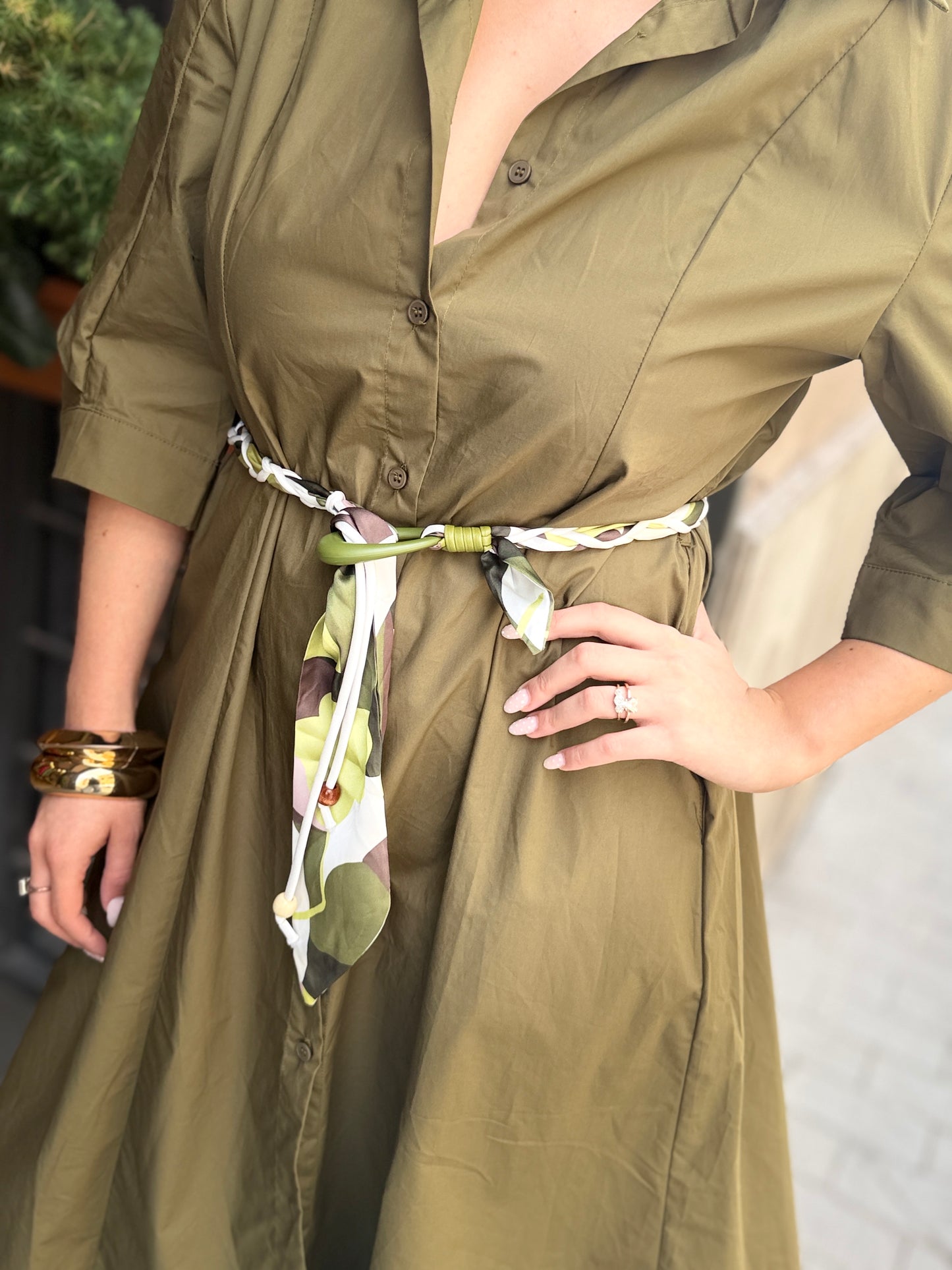 Abito camicia MILITARE E GESSO