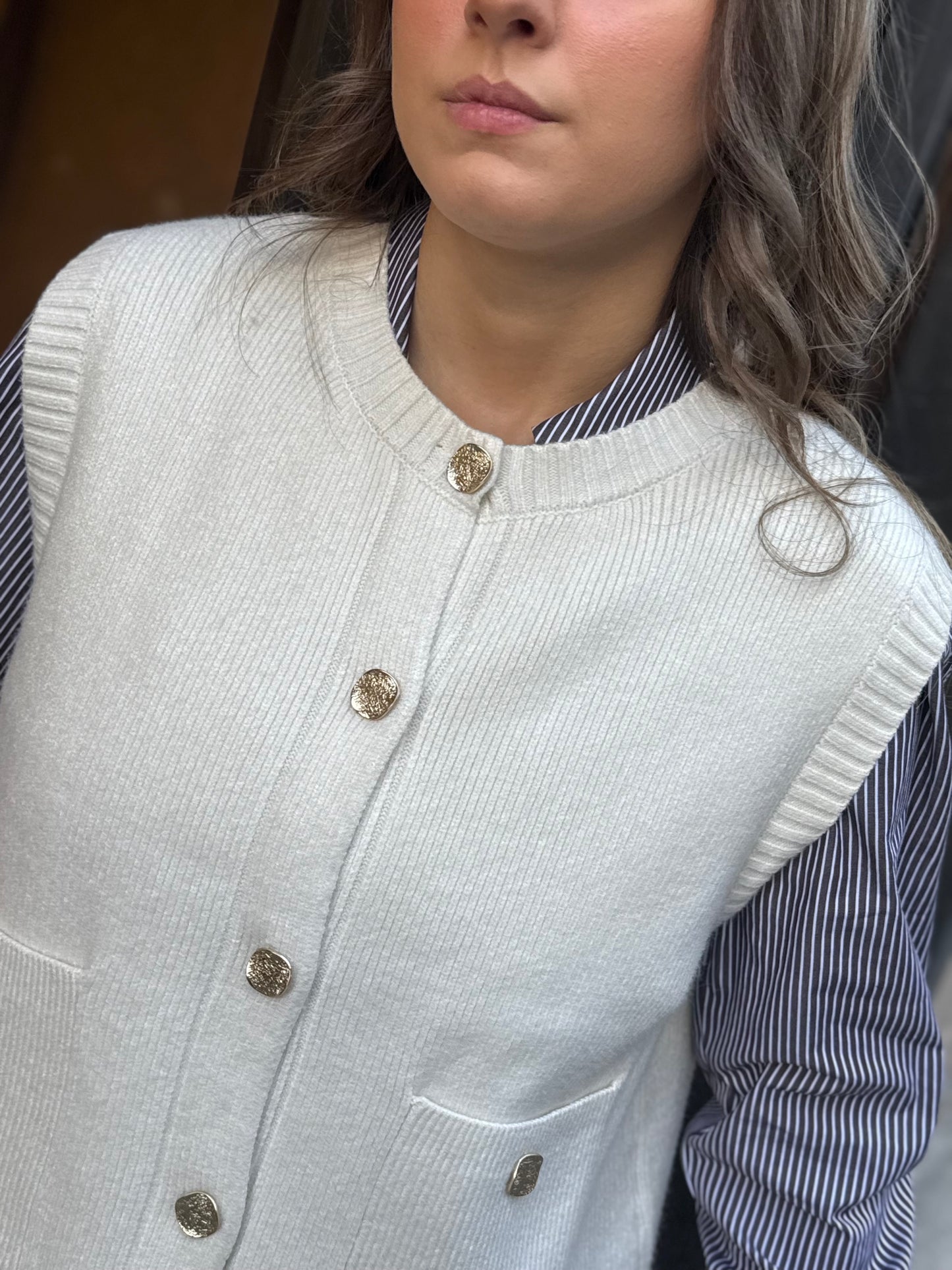 Gilet smanicato EMILY panna