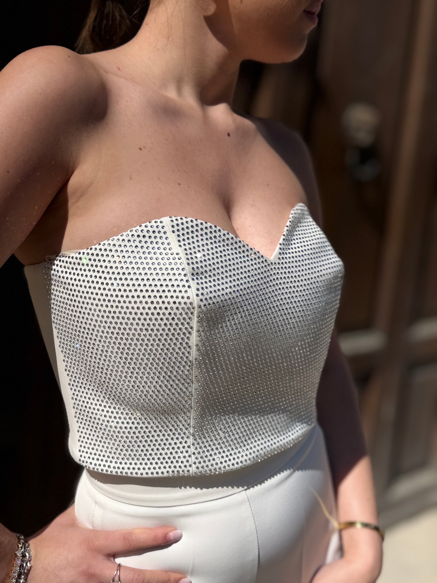 Silence Limited Heart Top Strass OFF WHITE