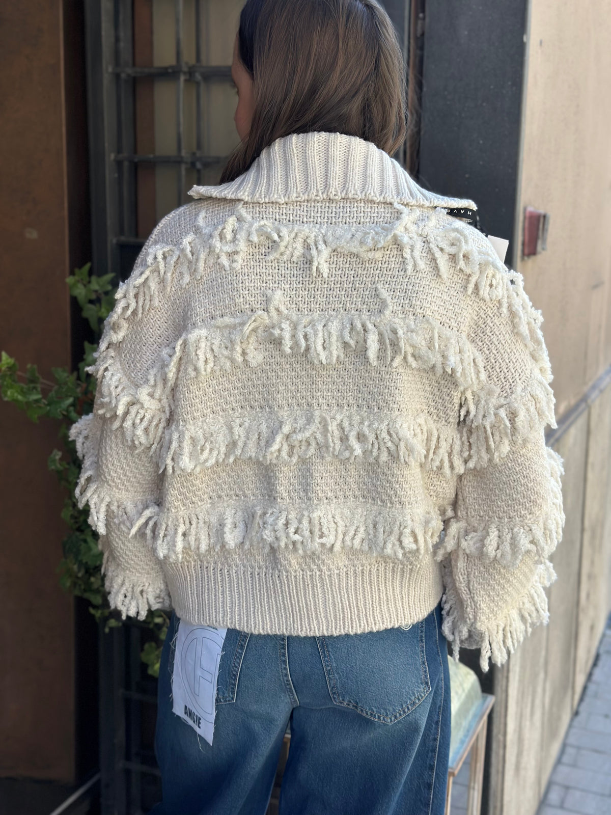 Haveone Cardigan Frangette BURRO e MORO