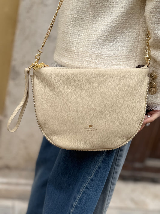 Cuoieria Fiorentina EMMA BOHO small Pouch con borchie PROSECCO