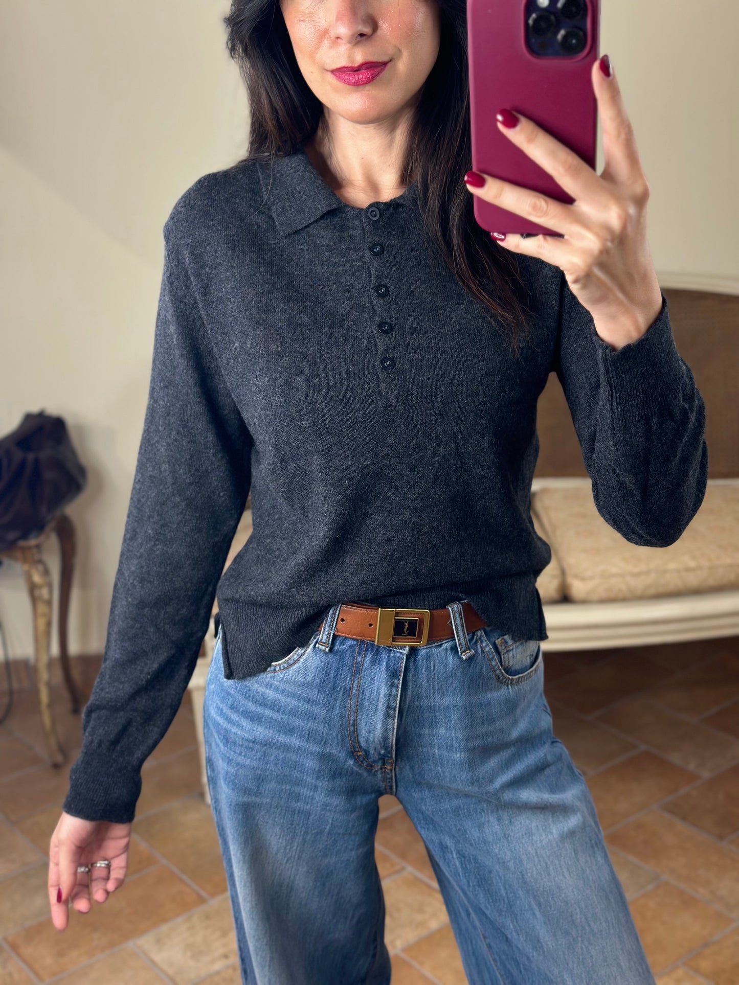 Maglia Polo CINDY con bottoni ANTRACITE