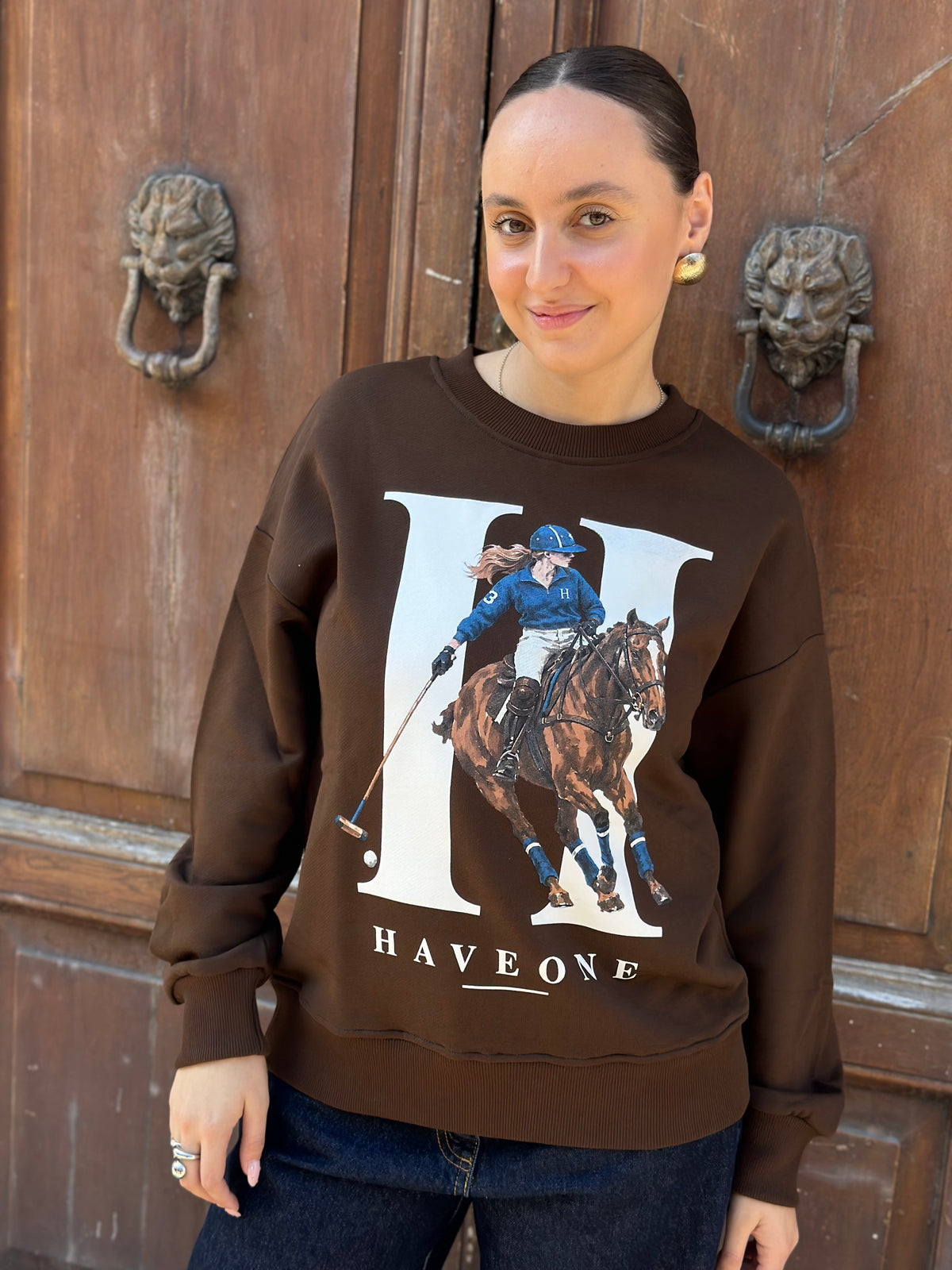 Haveone Felpa HORSES MORO E GRIGIA