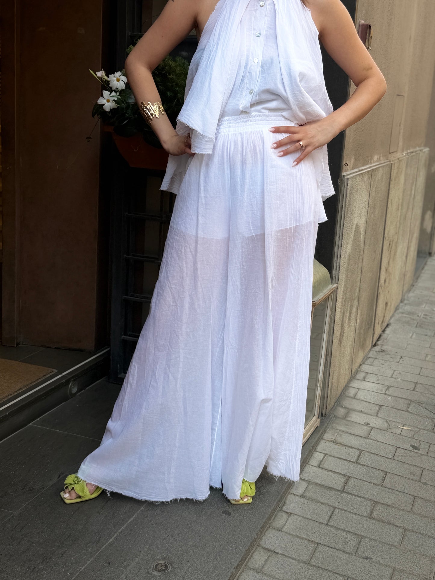Tensione in Pantalone sfrangiato Bianco