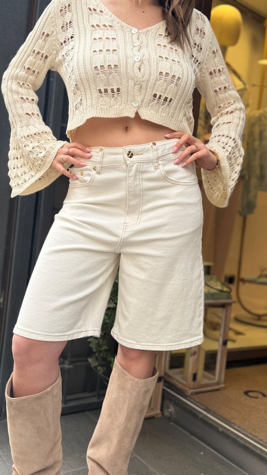 Bermuda in denim Bianco