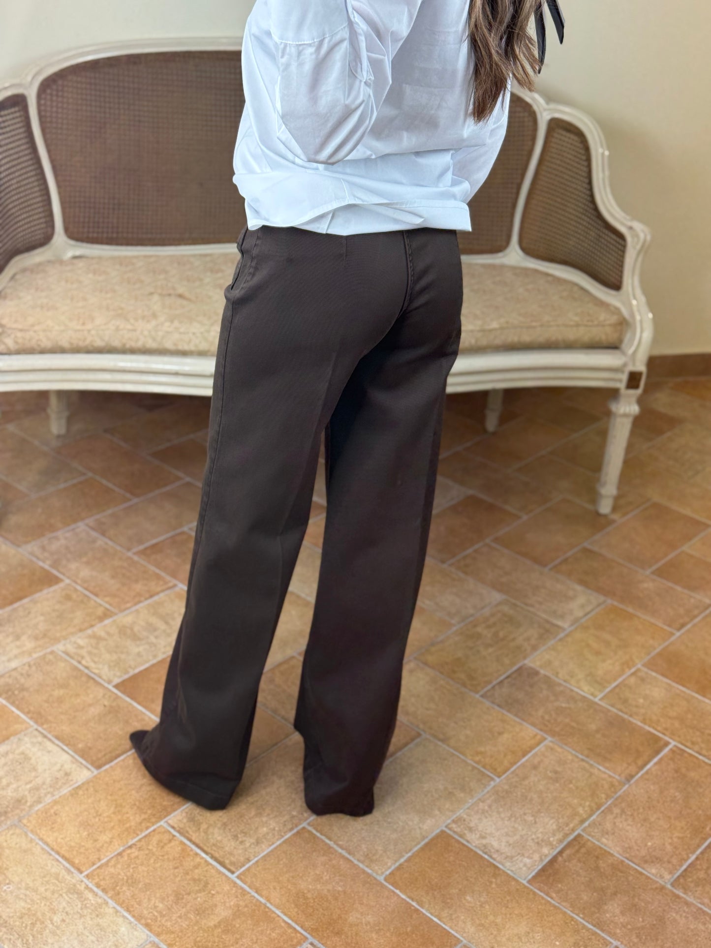 Tensione In Pantalone palazzo con taschini frontali MORO