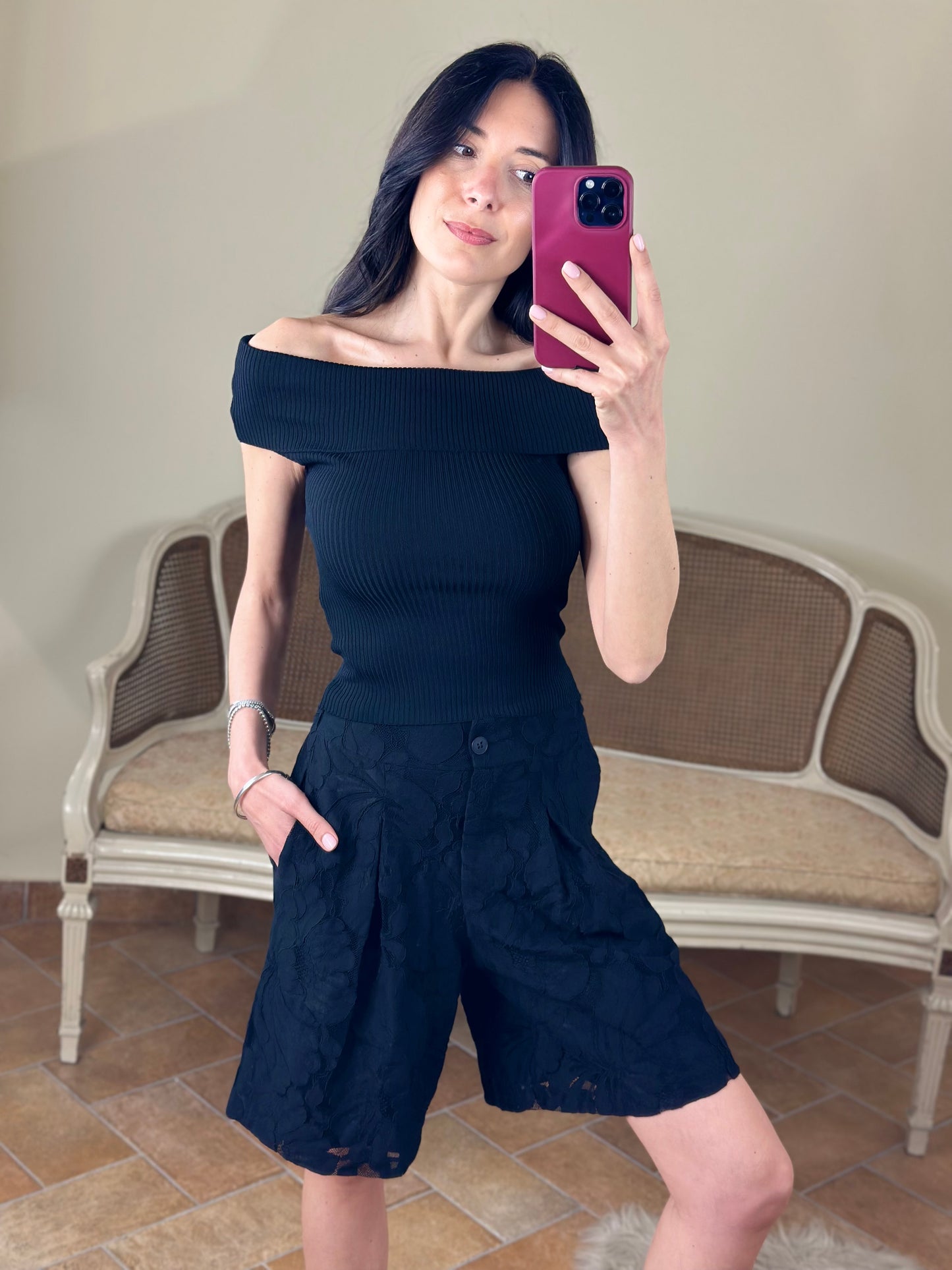 Top scollo shiffer NERO