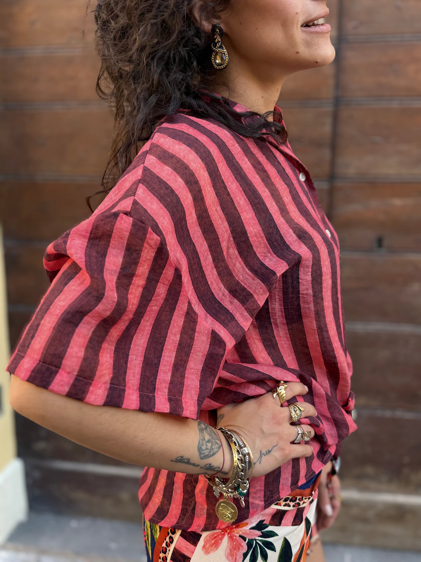 Tensione in Camicia a righe alla coreana