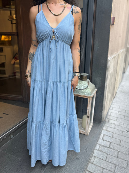 Abito lungo in denim light