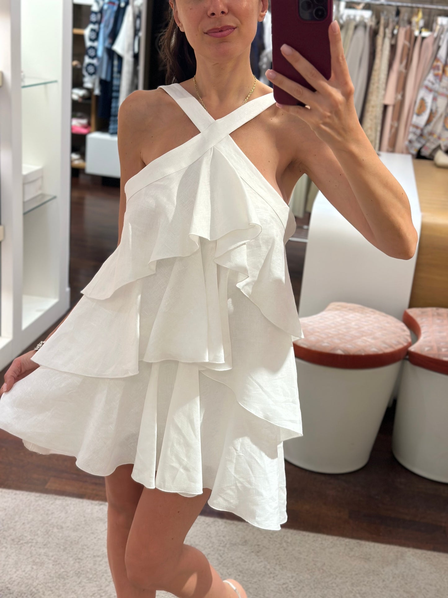 Silence Limited Mini Linum Dress White