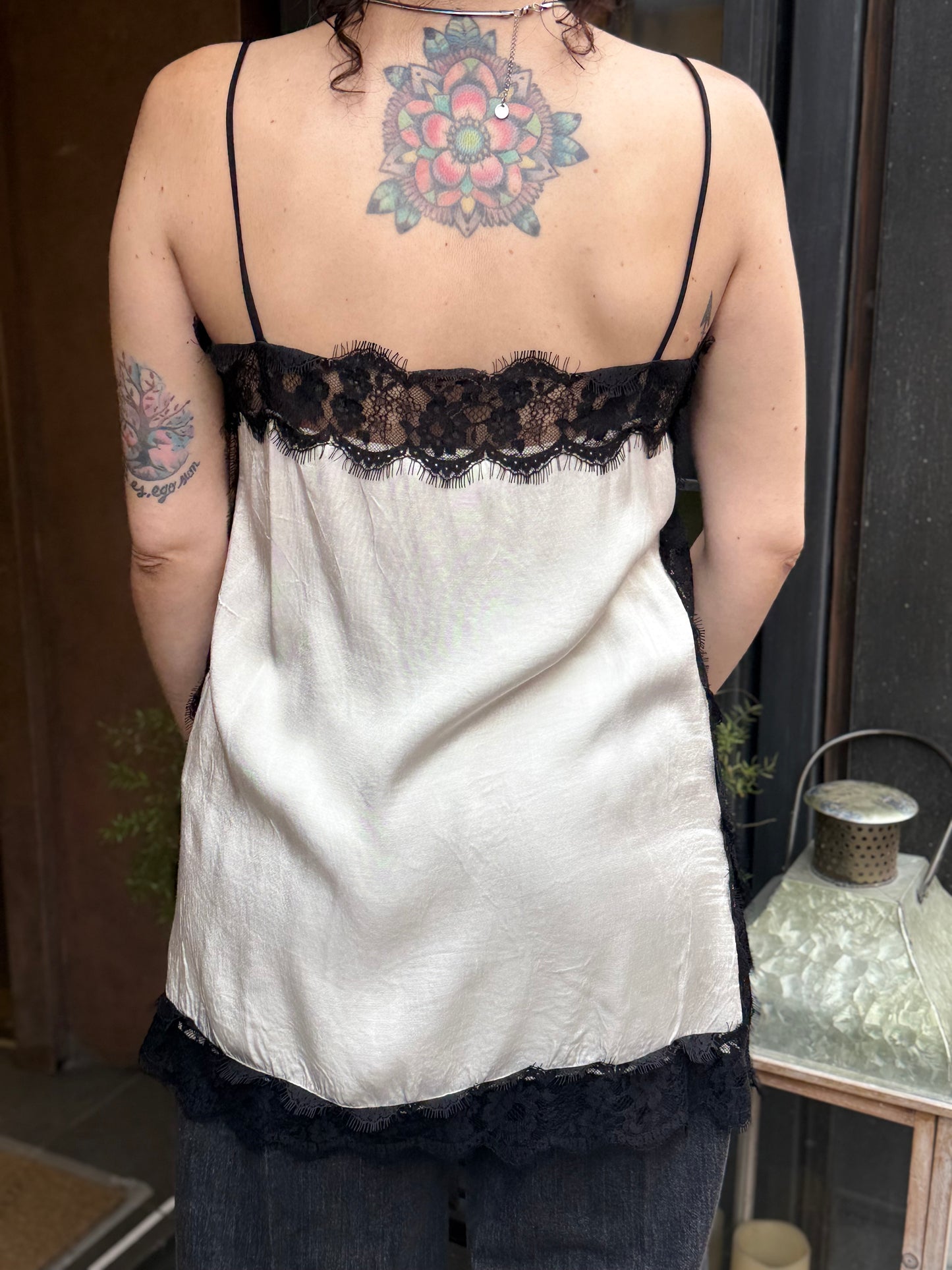 Top in lingerie e pizzo PANNA