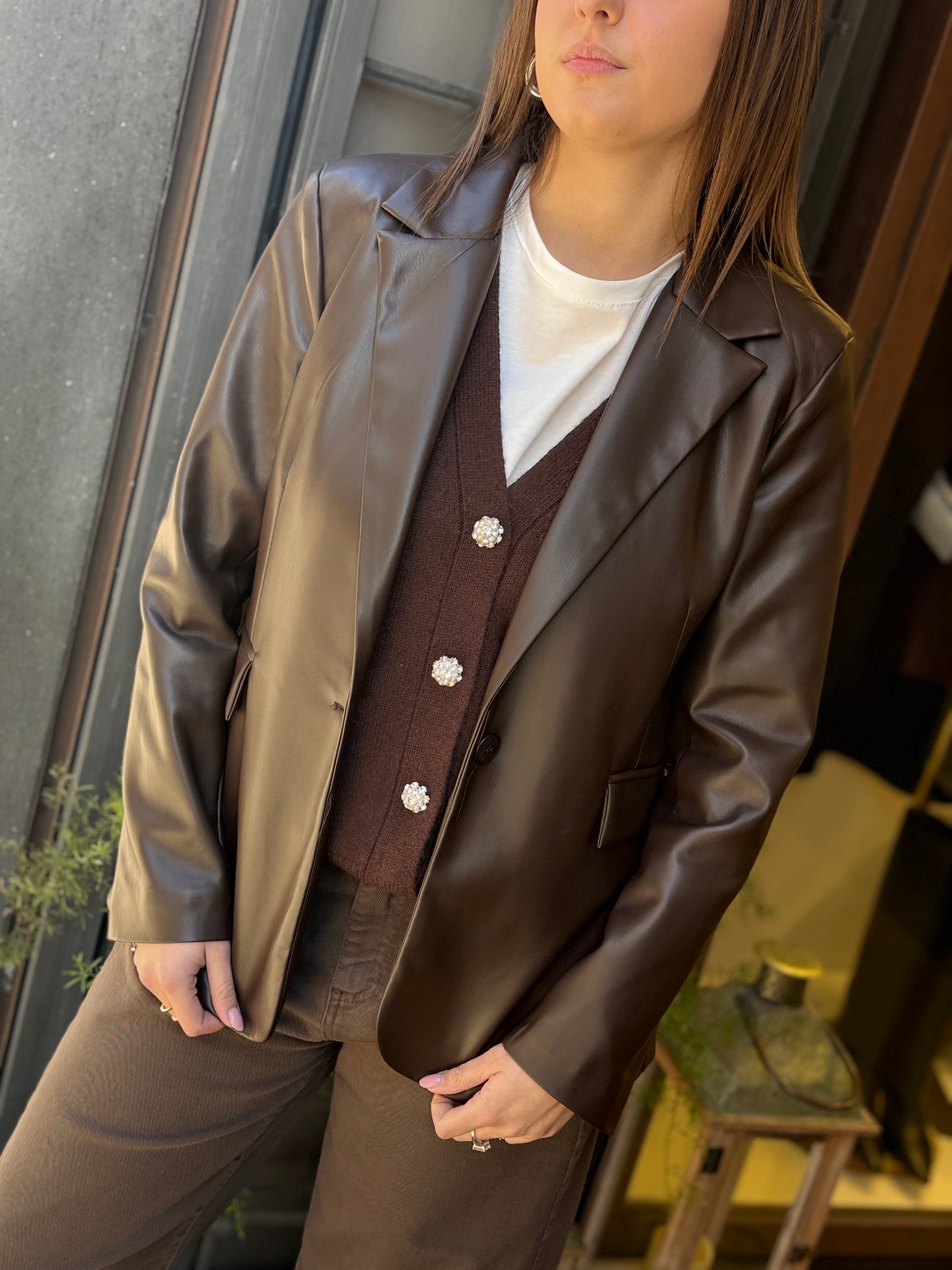 Tensione In Giacca ecopelle MORO