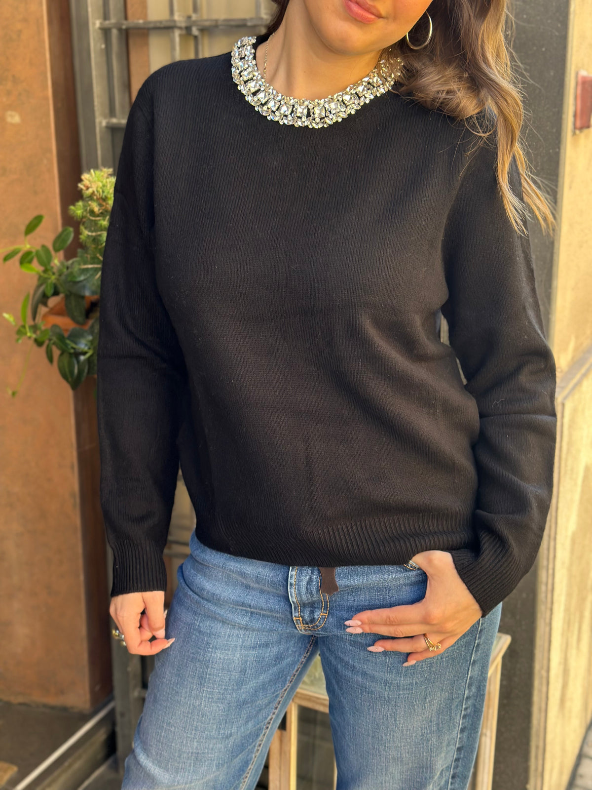 Maglia cashmere e lana con Cristalli (disp. in più colori)
