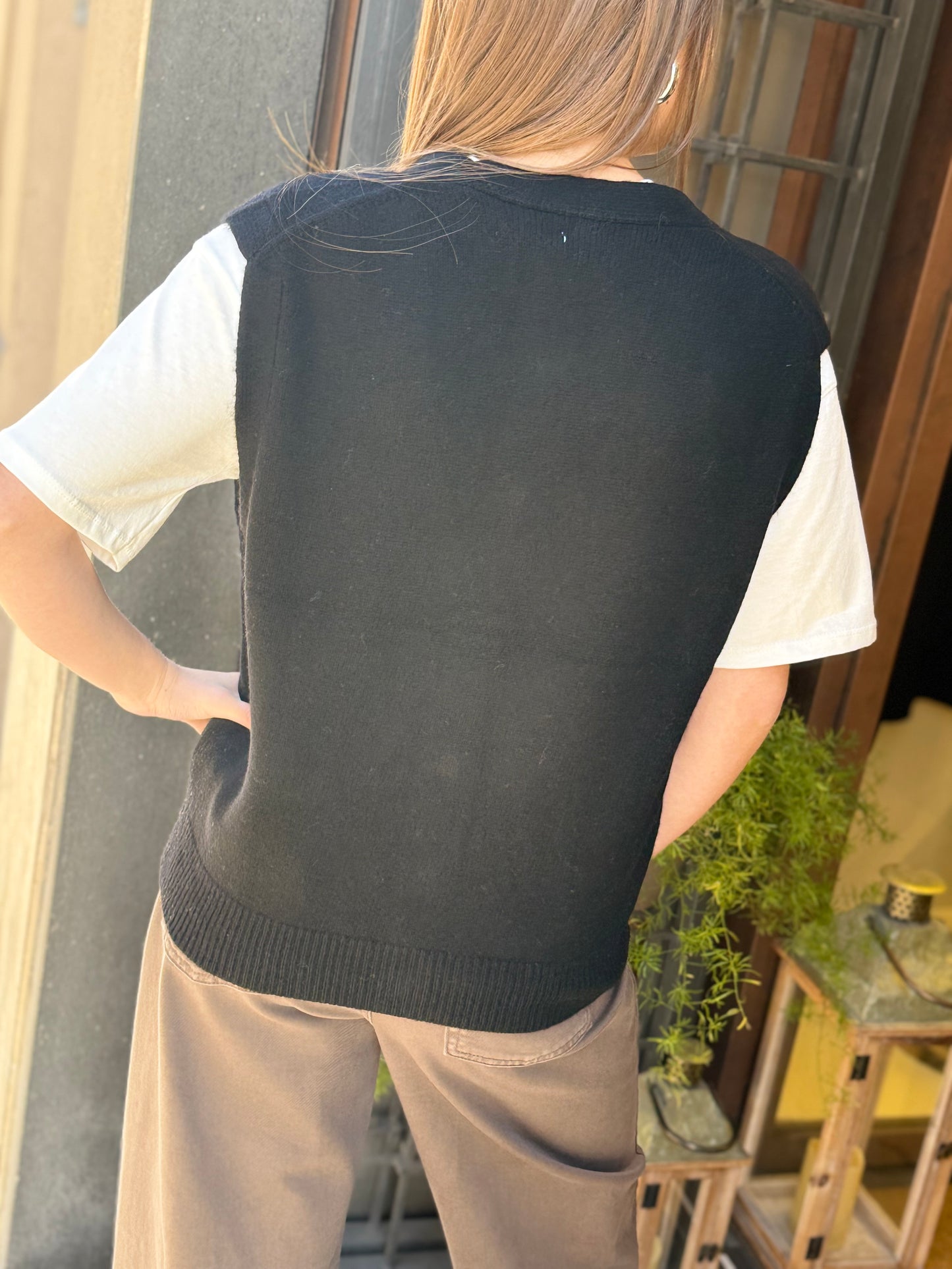 Gilet CELINE bottoni gioiello scollo a V NERO