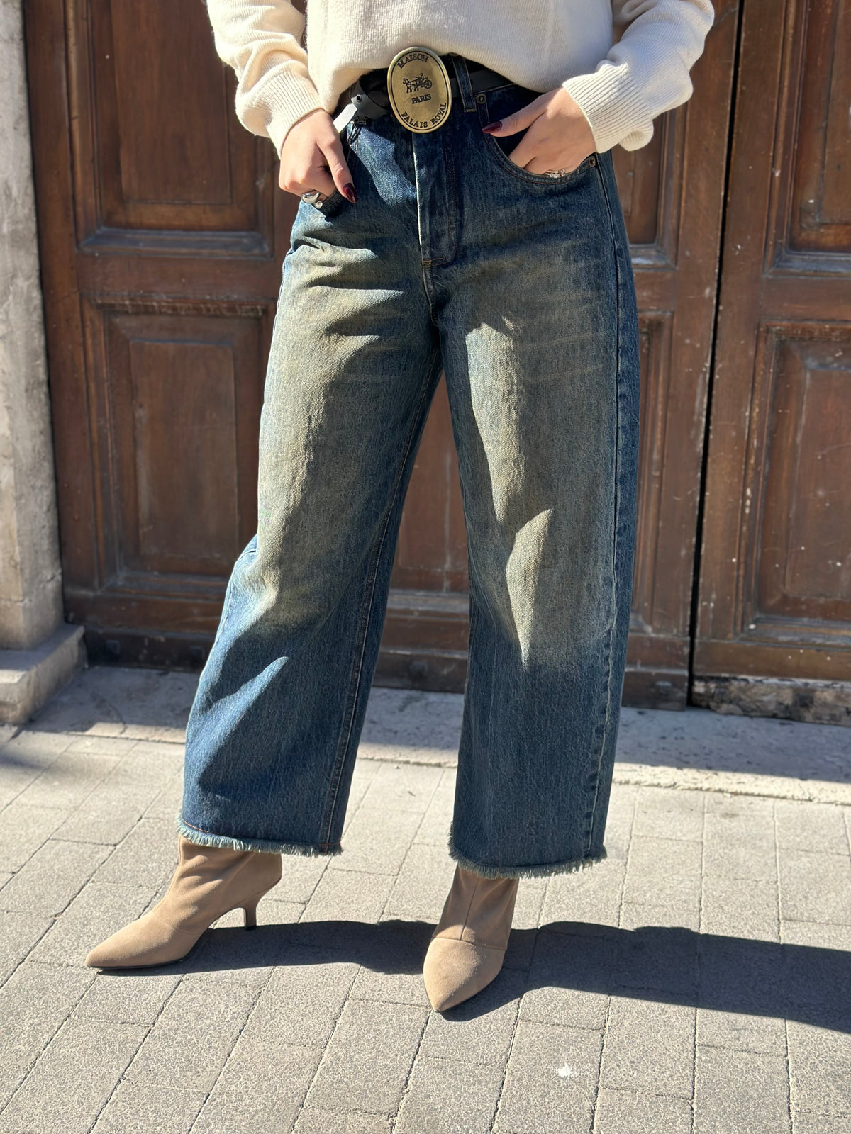 Tensione in Jeans vintage cintura carrozza BLU