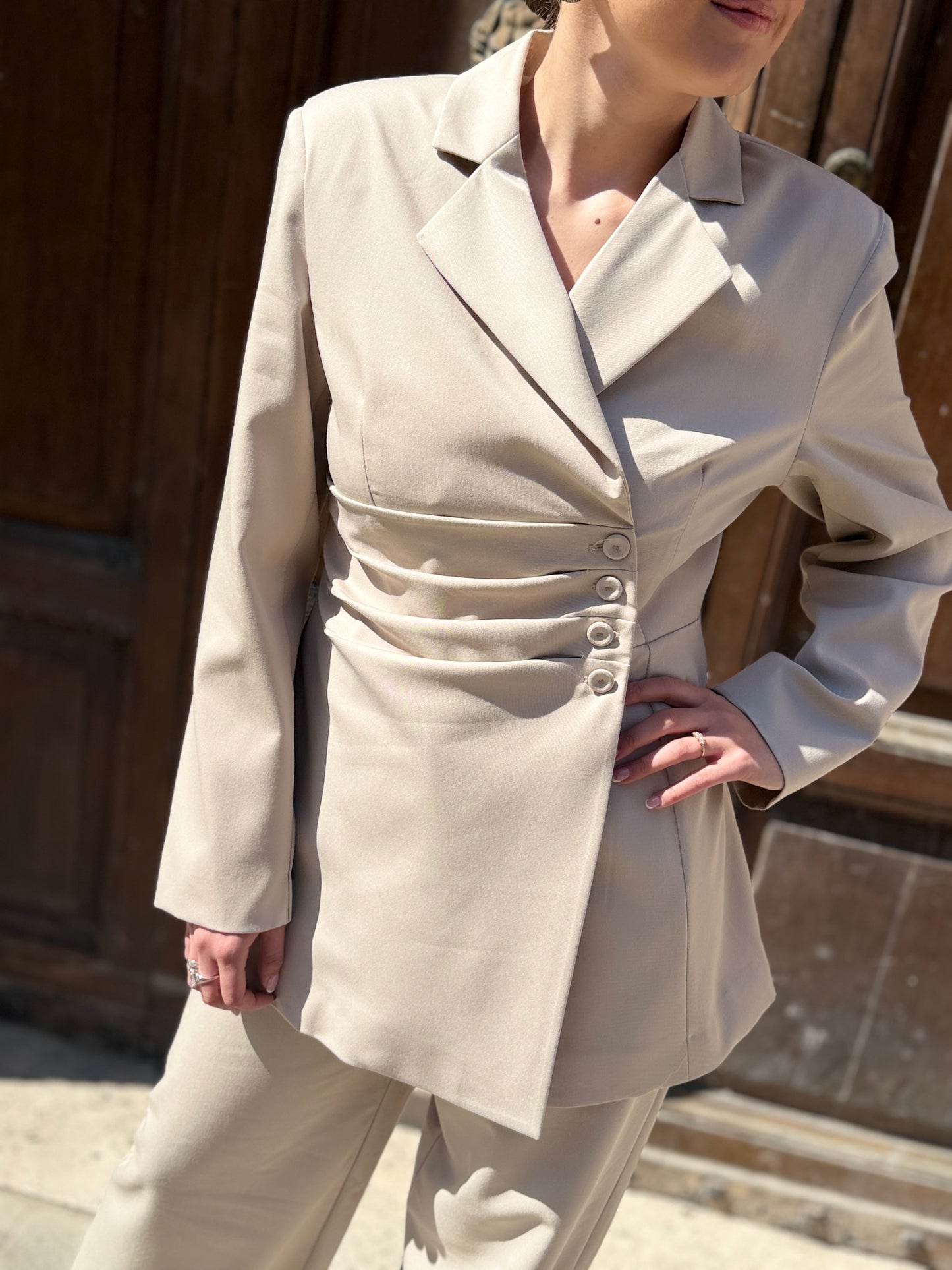 Haveone giacca con bottoni laterali BEIGE