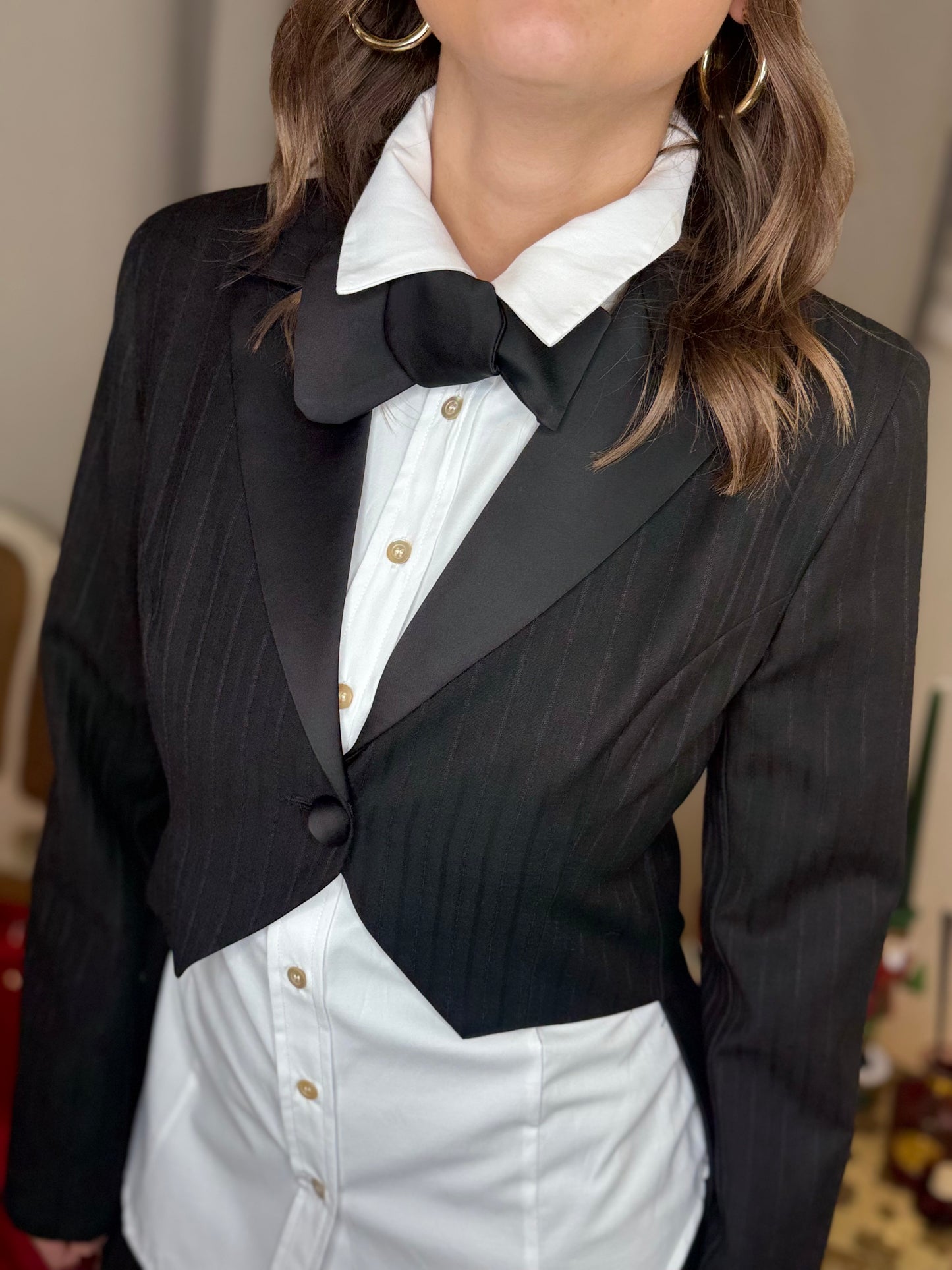 Tensione In Giacca frac gessata NERO