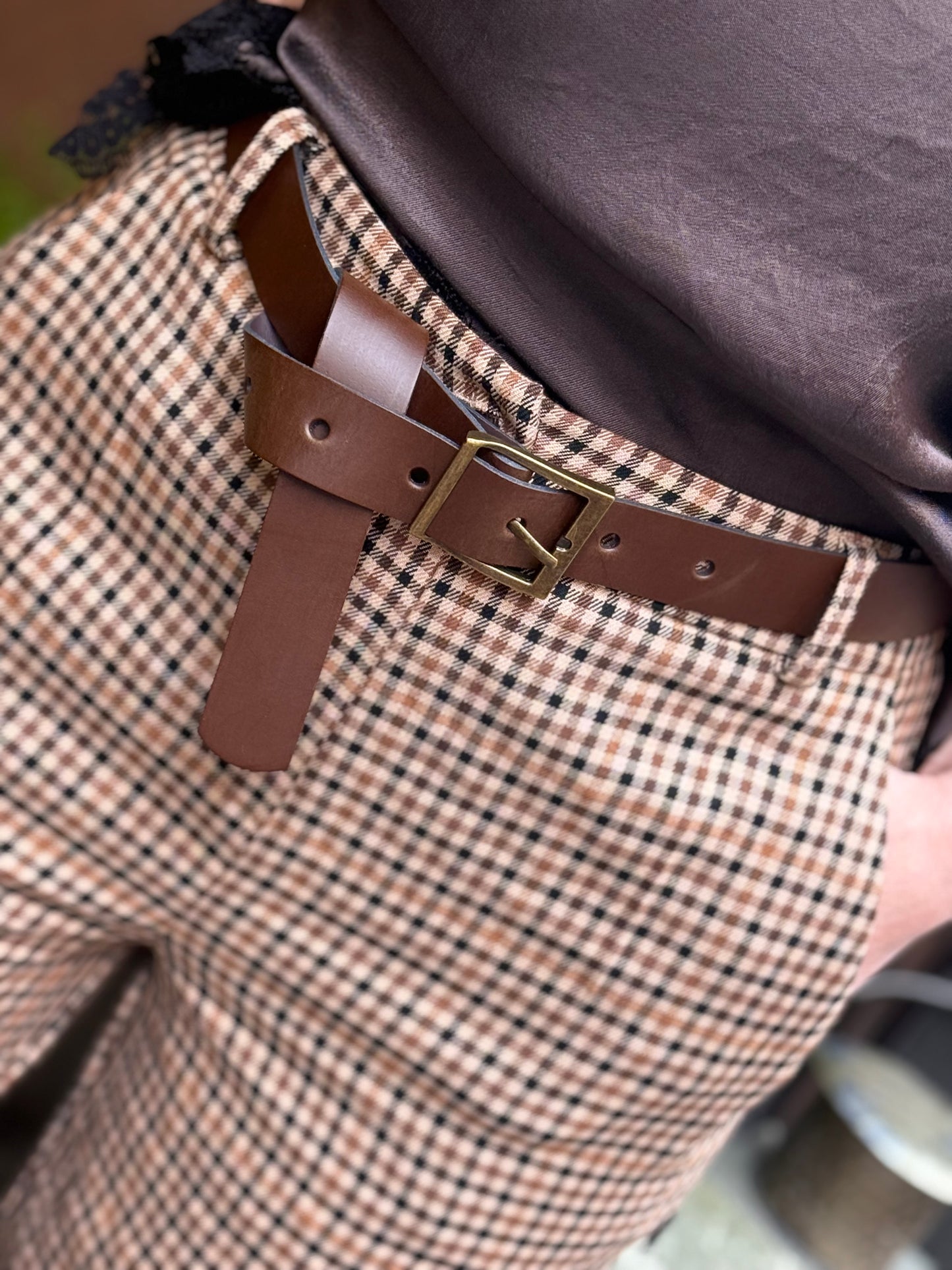 Tensione In pantalone carrot a quadri BEIGE