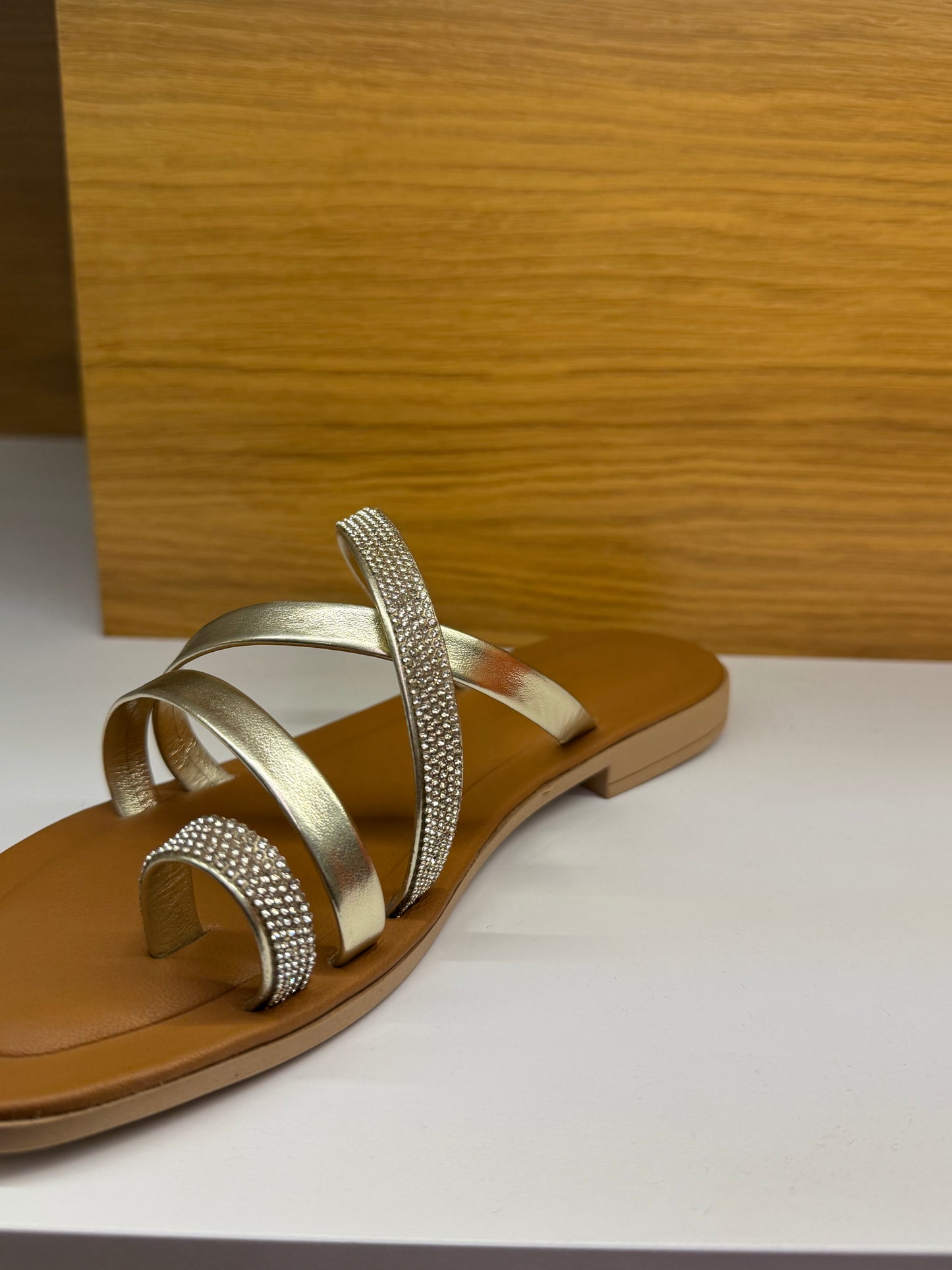 Donna Toscana Ciabatta infradito strass platino