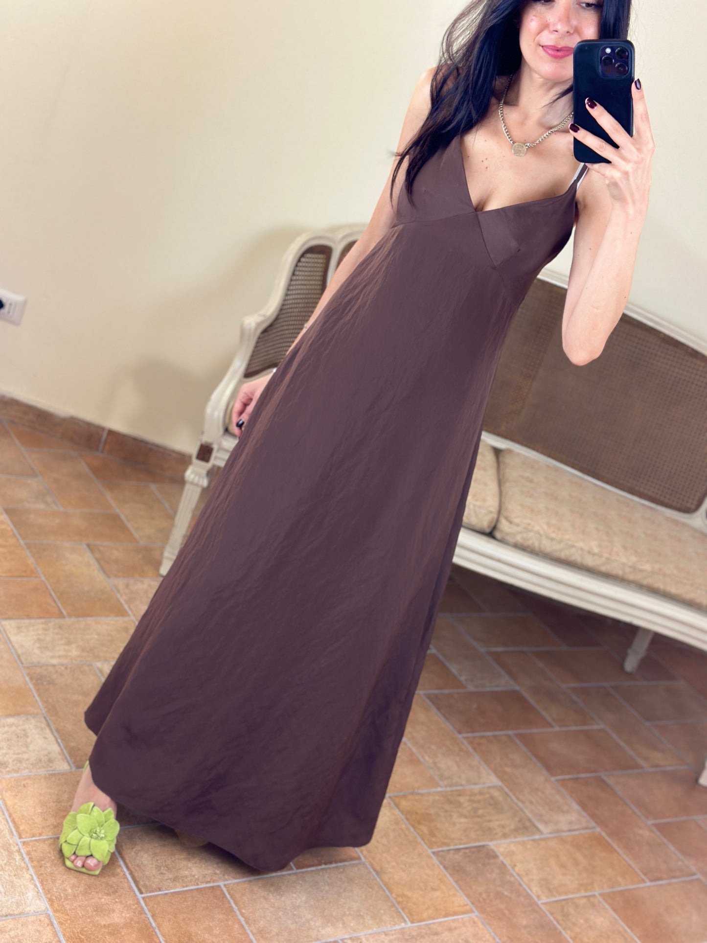 Tensione in Abito lungo in modal con spalline