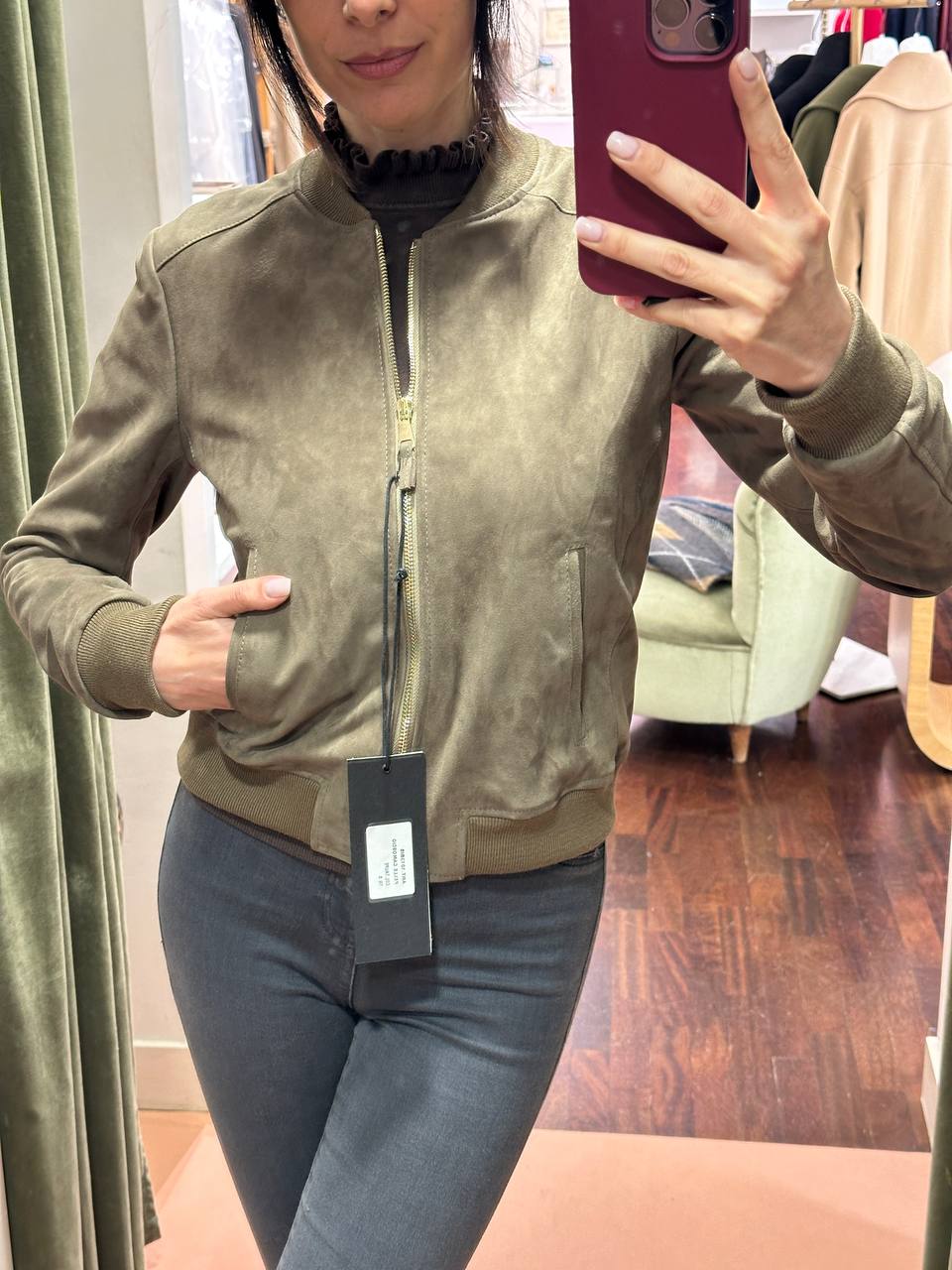 Bomber in camoscio TAUPE