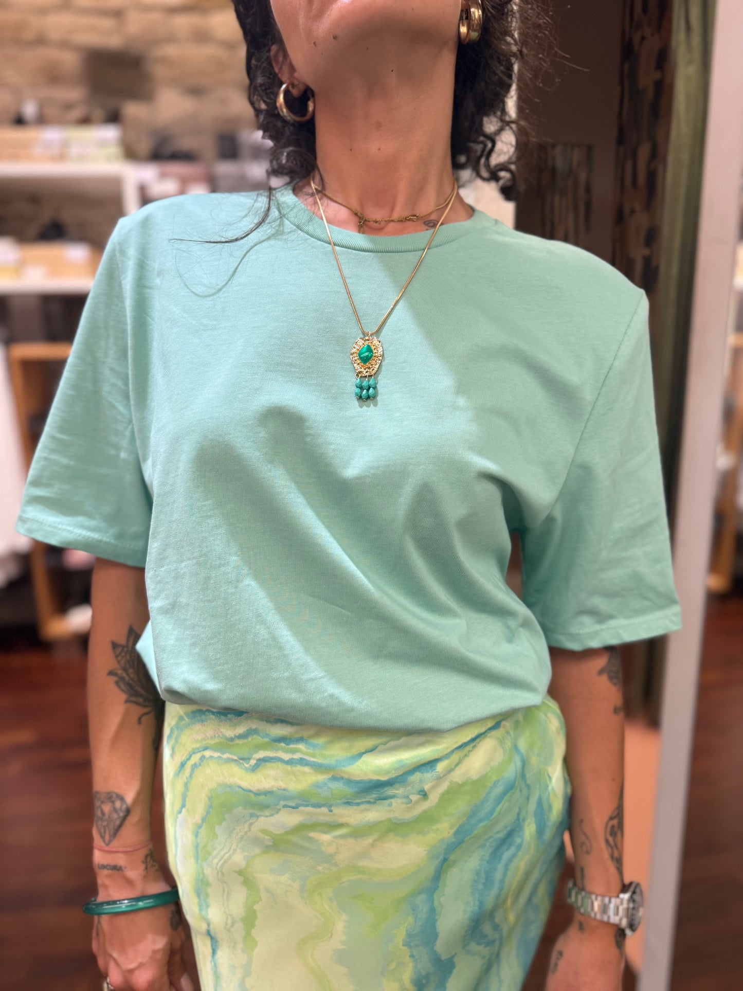 T-shirt spalla imbottita TIFFANY E CICLAMINO