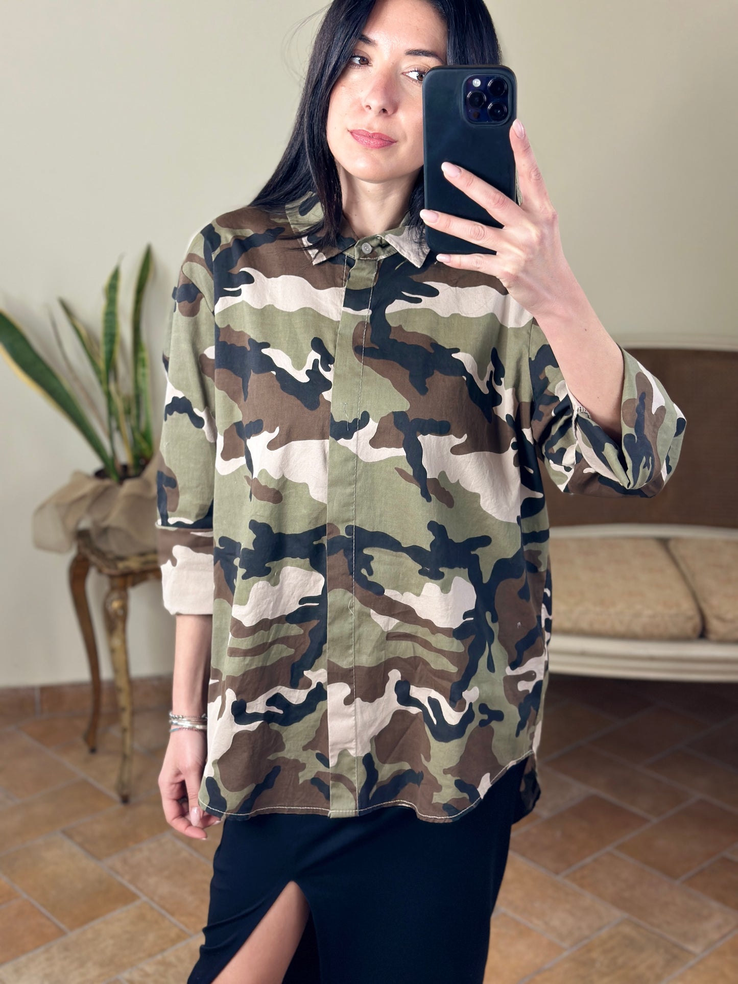 Uni Mè Camicia camouflage over