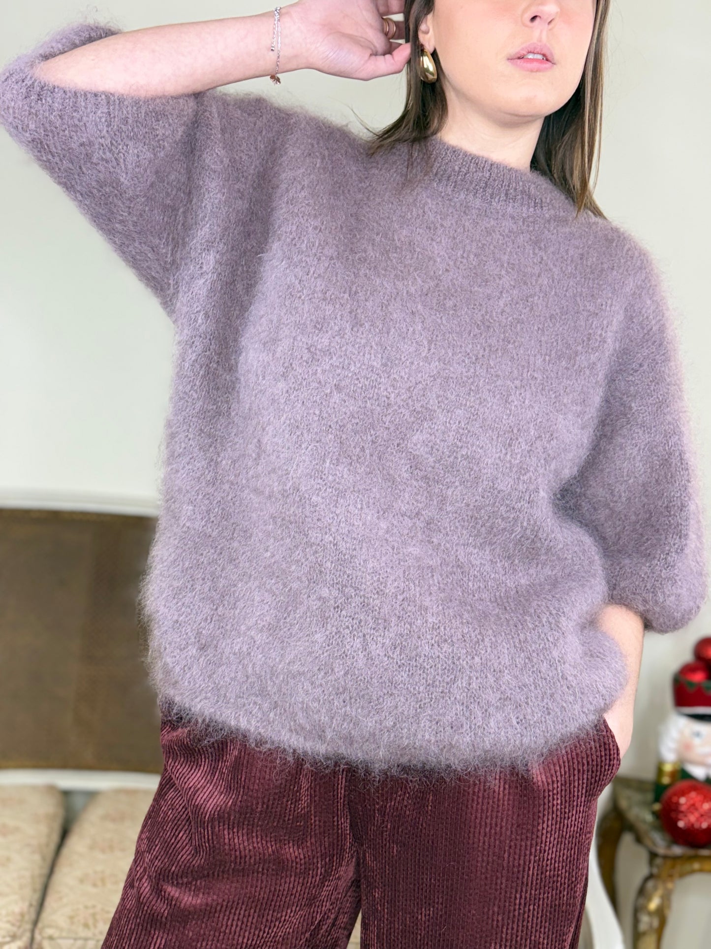 Maglia in super kid Mohair TAUPE