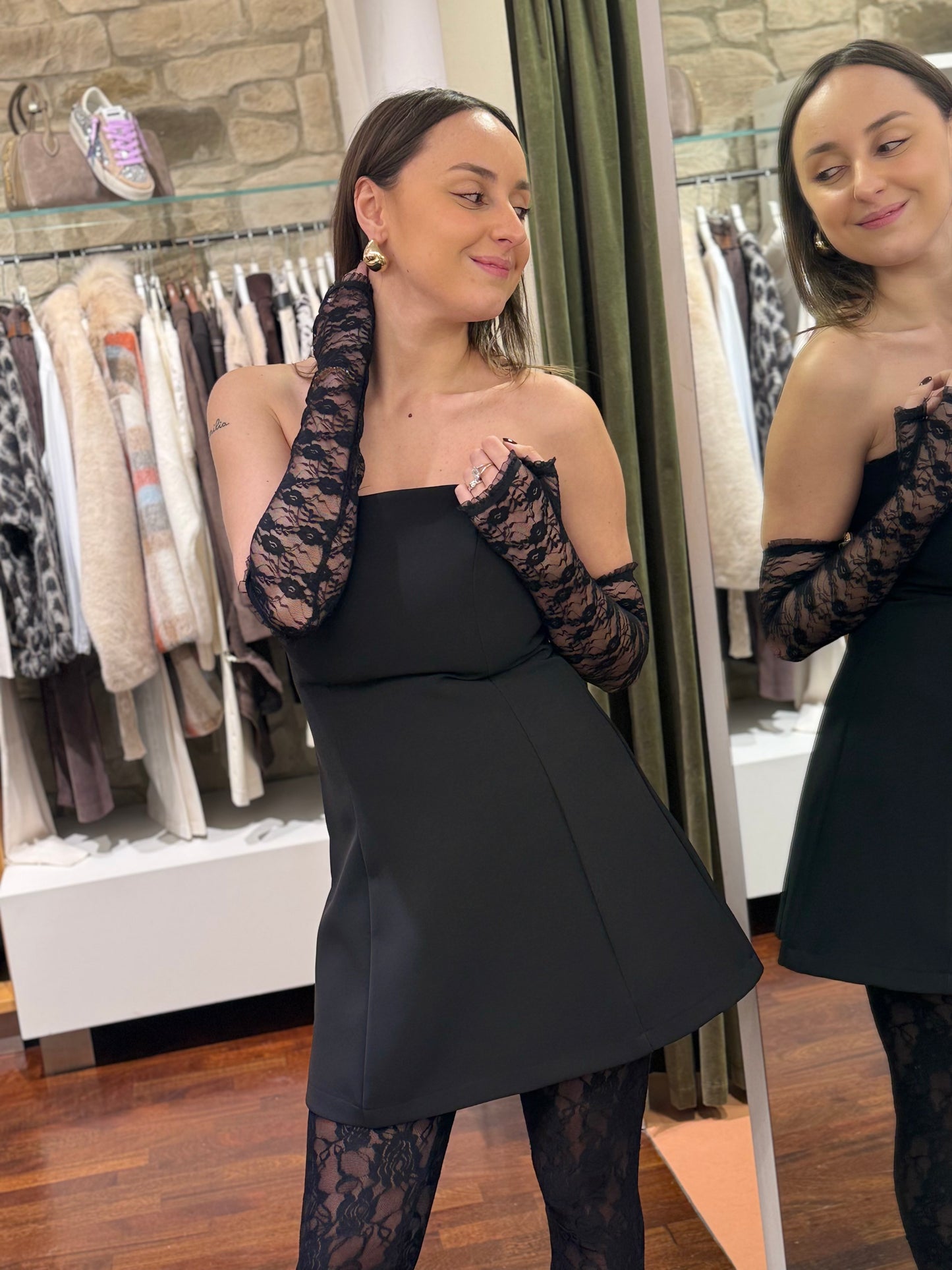 Tensione In Abito guanti pizzo NERO