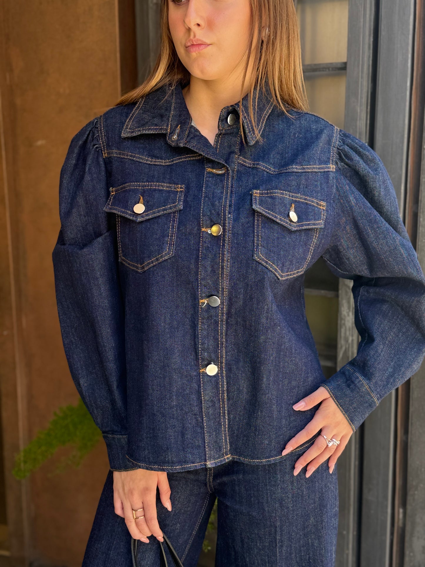 Camicia/giubbino in denim blu