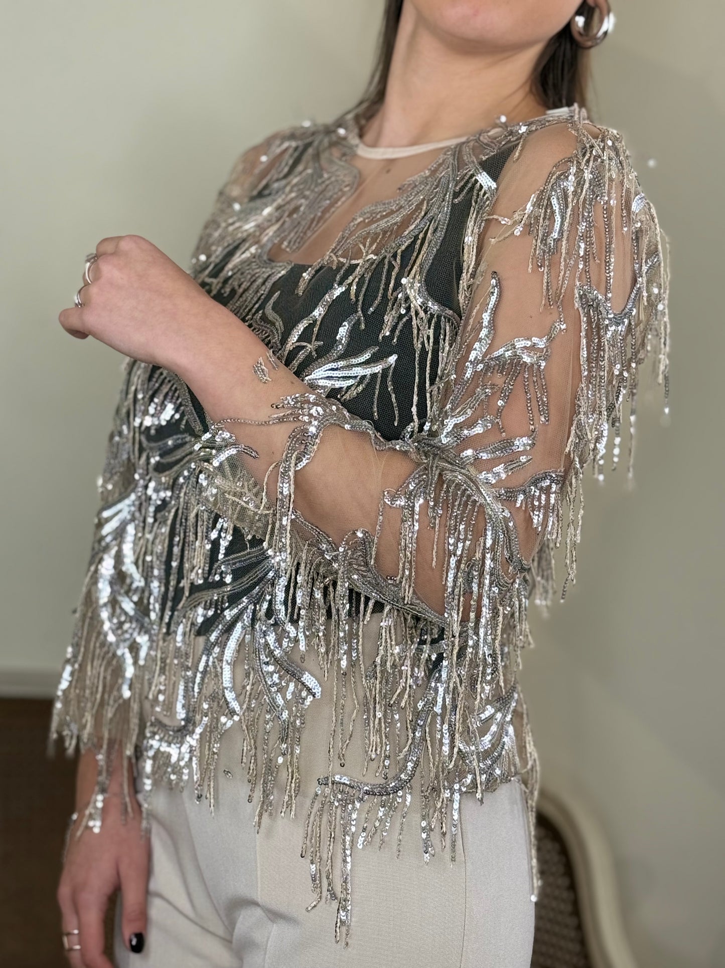 Tensione In Blusa con paillettes BEIGE/SILVER