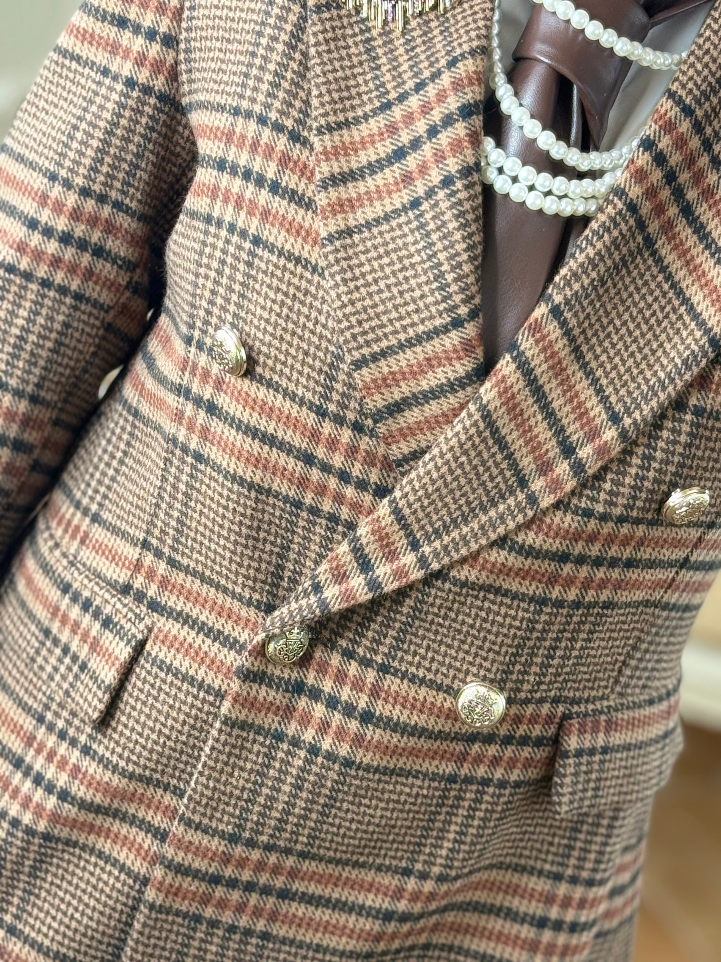 Tensione In Giacca tartan doppio petto BEIGE