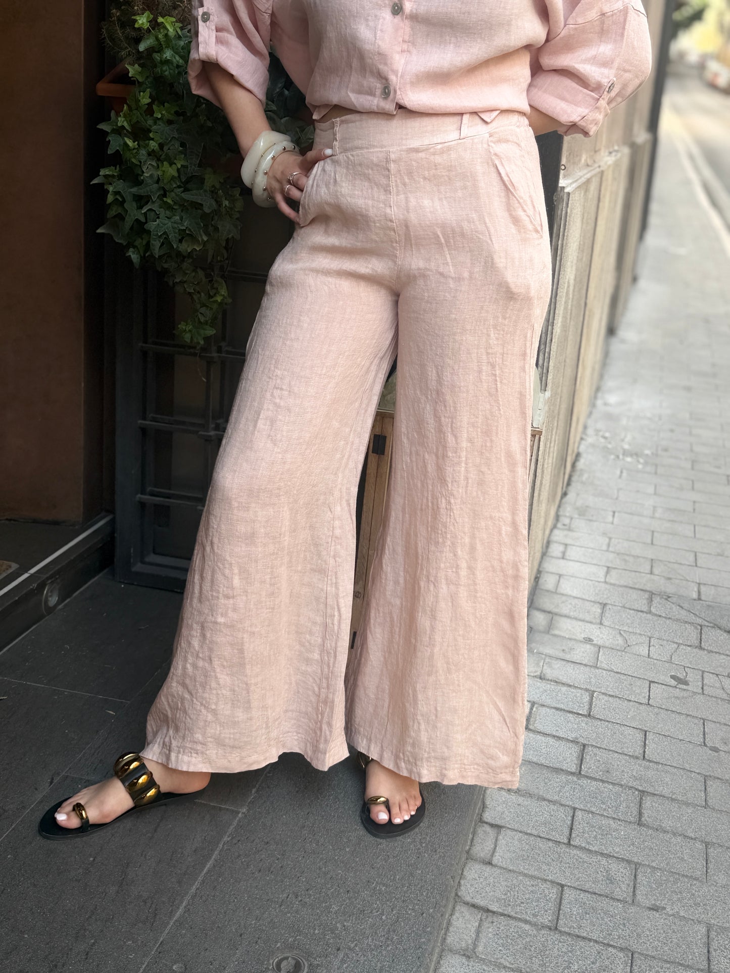 Pantalone MALIBÙ in lino a palazzo (disponibile in più colori)