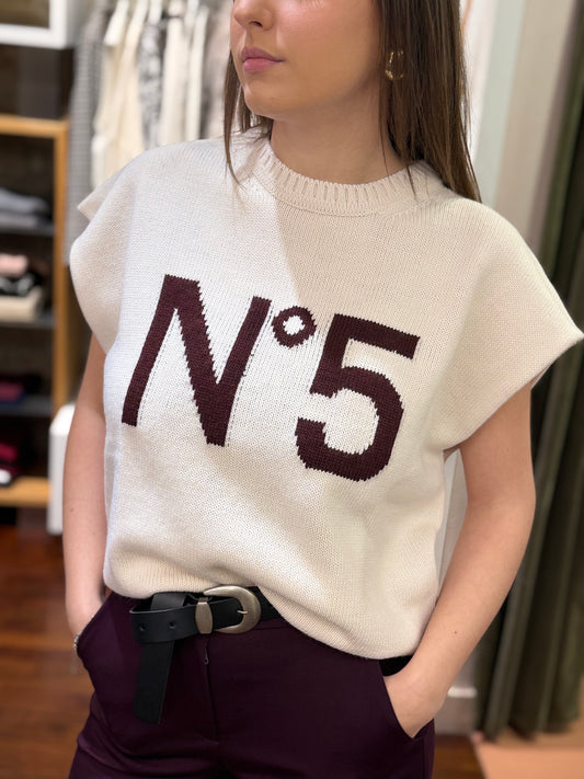 Tensione In Maglia gilet N°5 PANNA/BORDEAUX