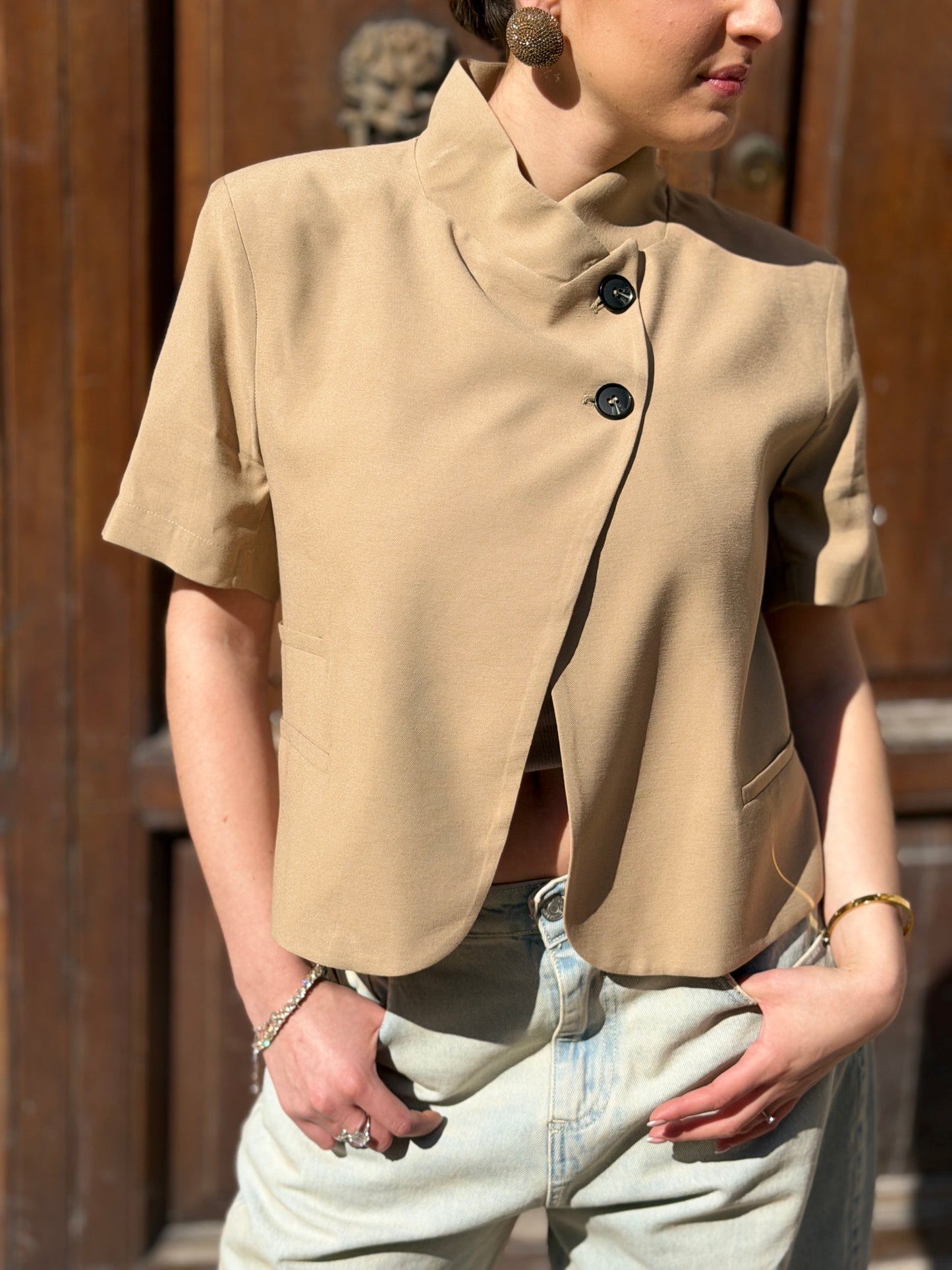 Haveone giacca mezza manica BEIGE