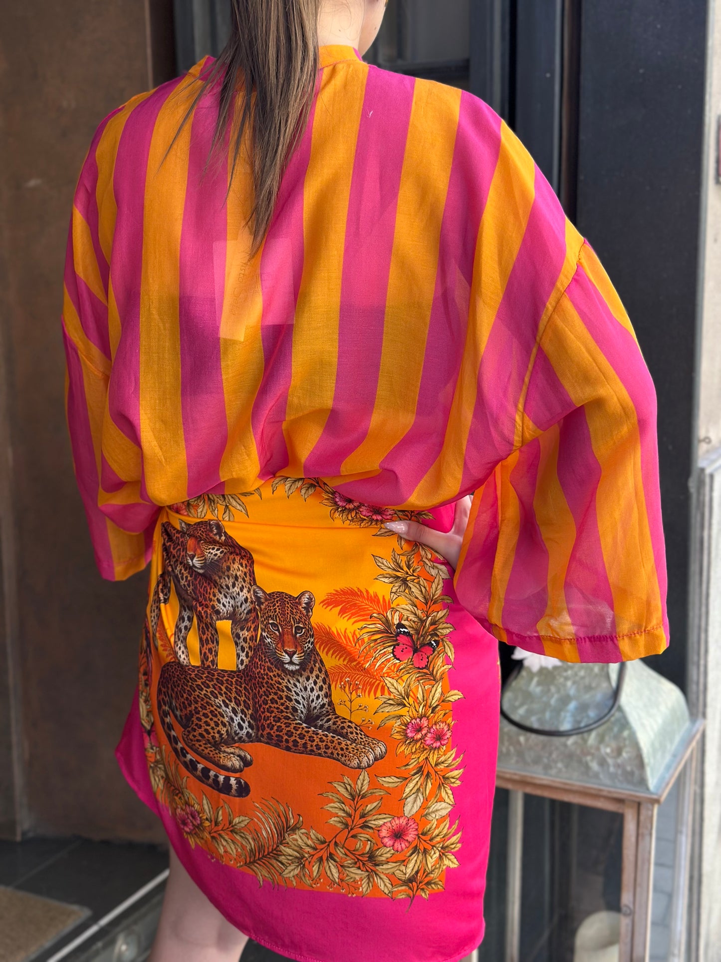 Tensione in Camicia a righe Arancio/Fuxia