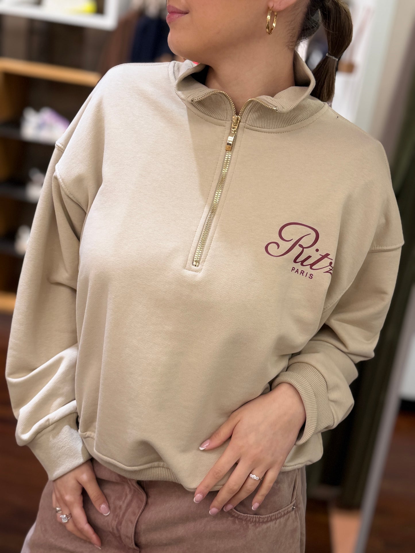 Tensione in Felpa "RITZ" BEIGE/BORDEAUX