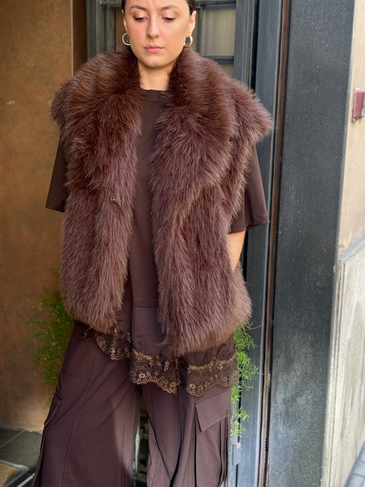 Tensione In Gilet ecopelliccia MORO