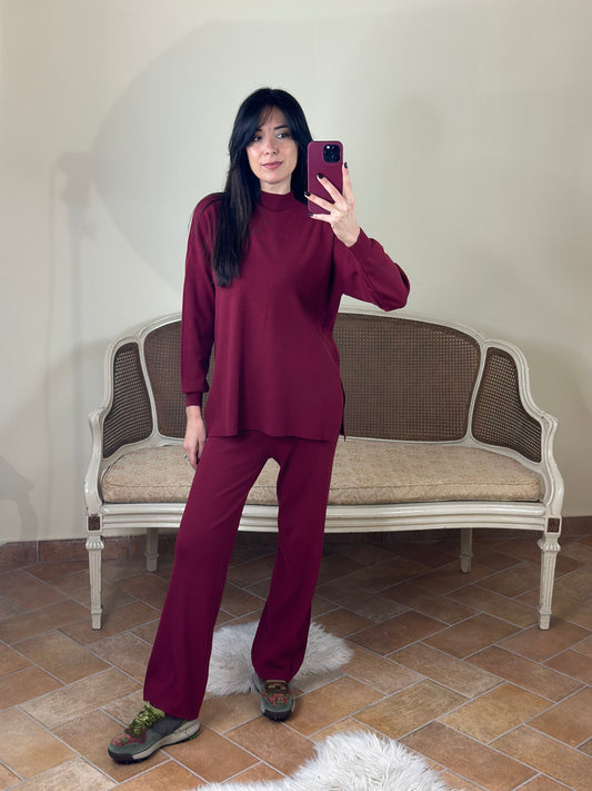 Set in maglia BORDEAUX (maglia+pantalone)
