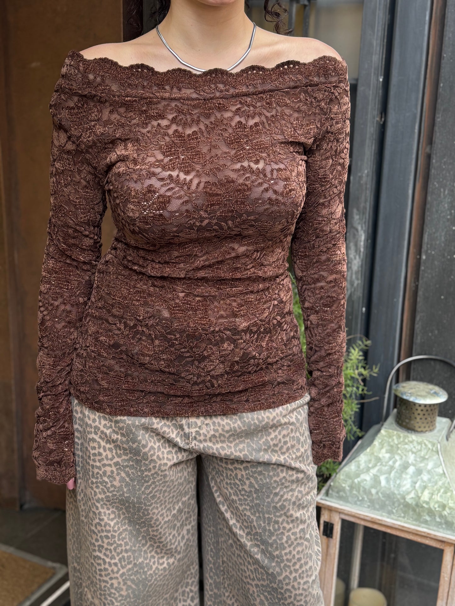 Maglia pizzo in ciniglia MORO