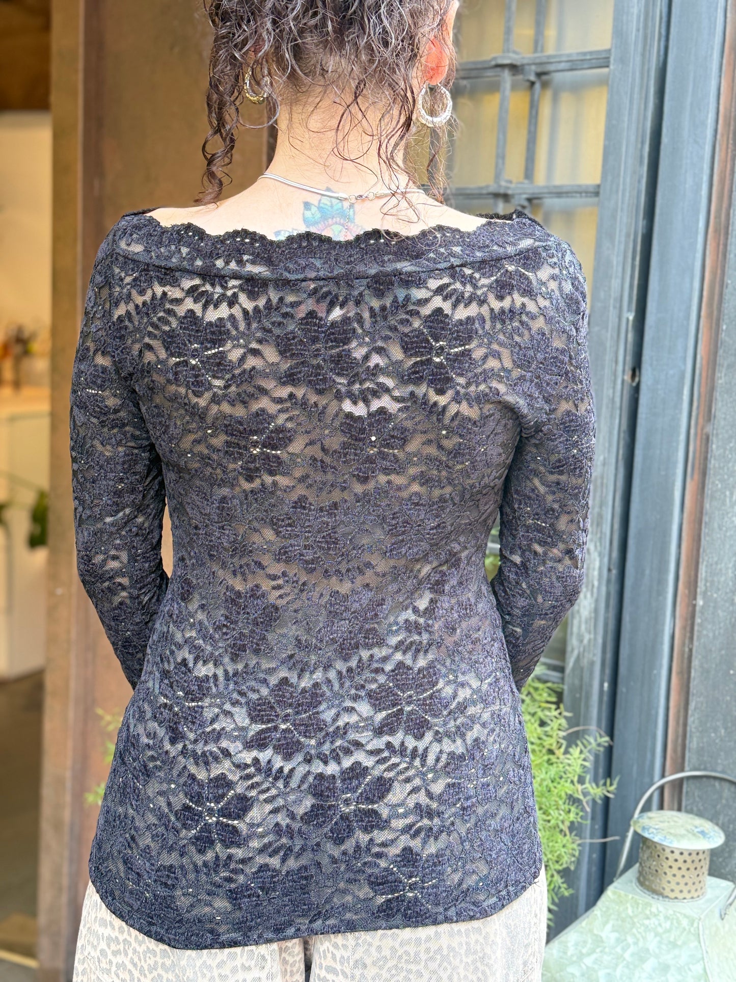 Maglia pizzo in ciniglia NERO