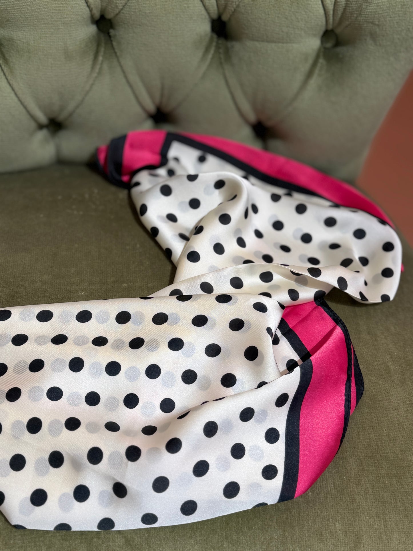 Foulard stampa pois BIANCO/FUCSIA