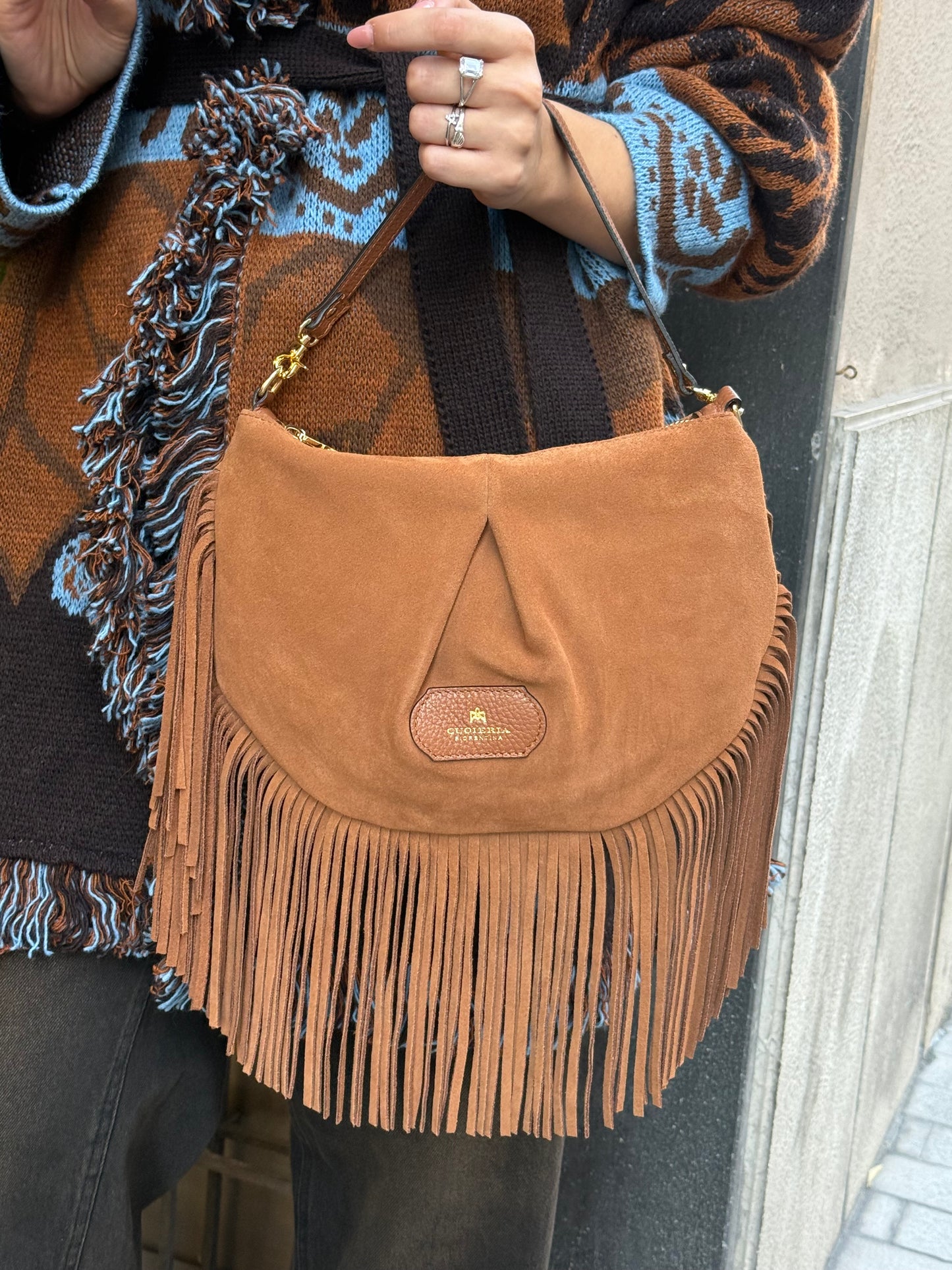 Cuoieria Fiorentina EMMA FOLK MINI POUCH CARAMEL