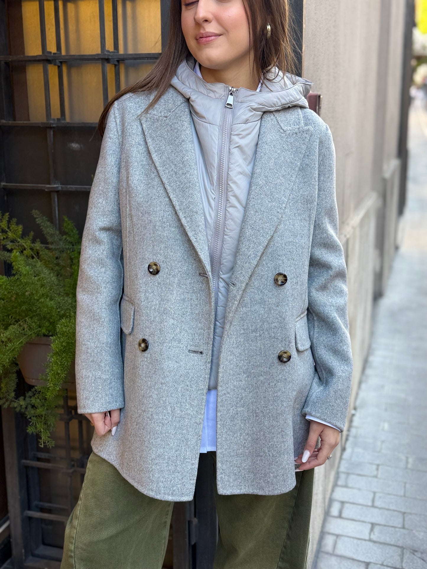 SINCE'RE PARIS Cappotto doppiopetto GREY MELANGE