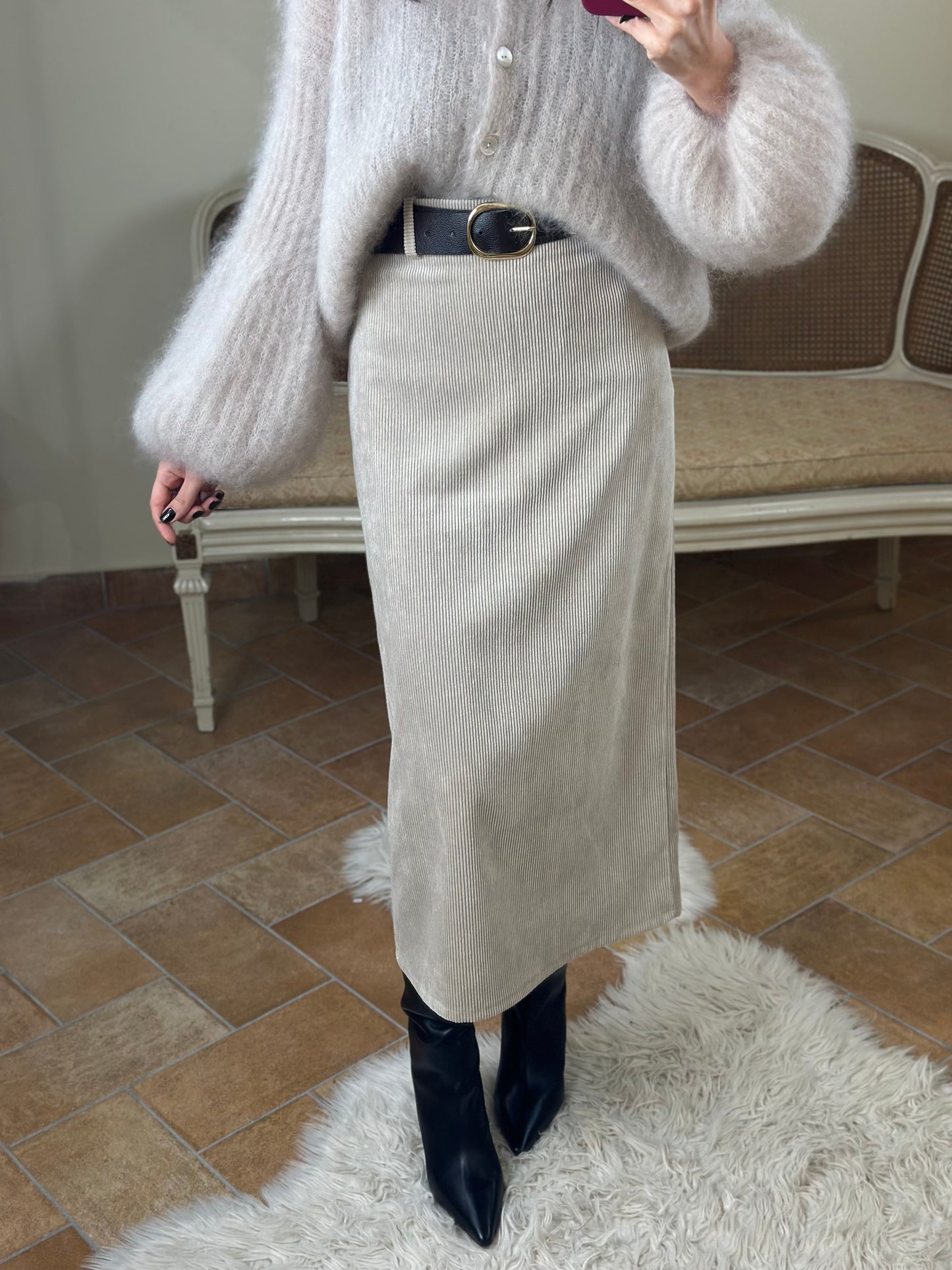 Gonna in velluto rocciatore BEIGE