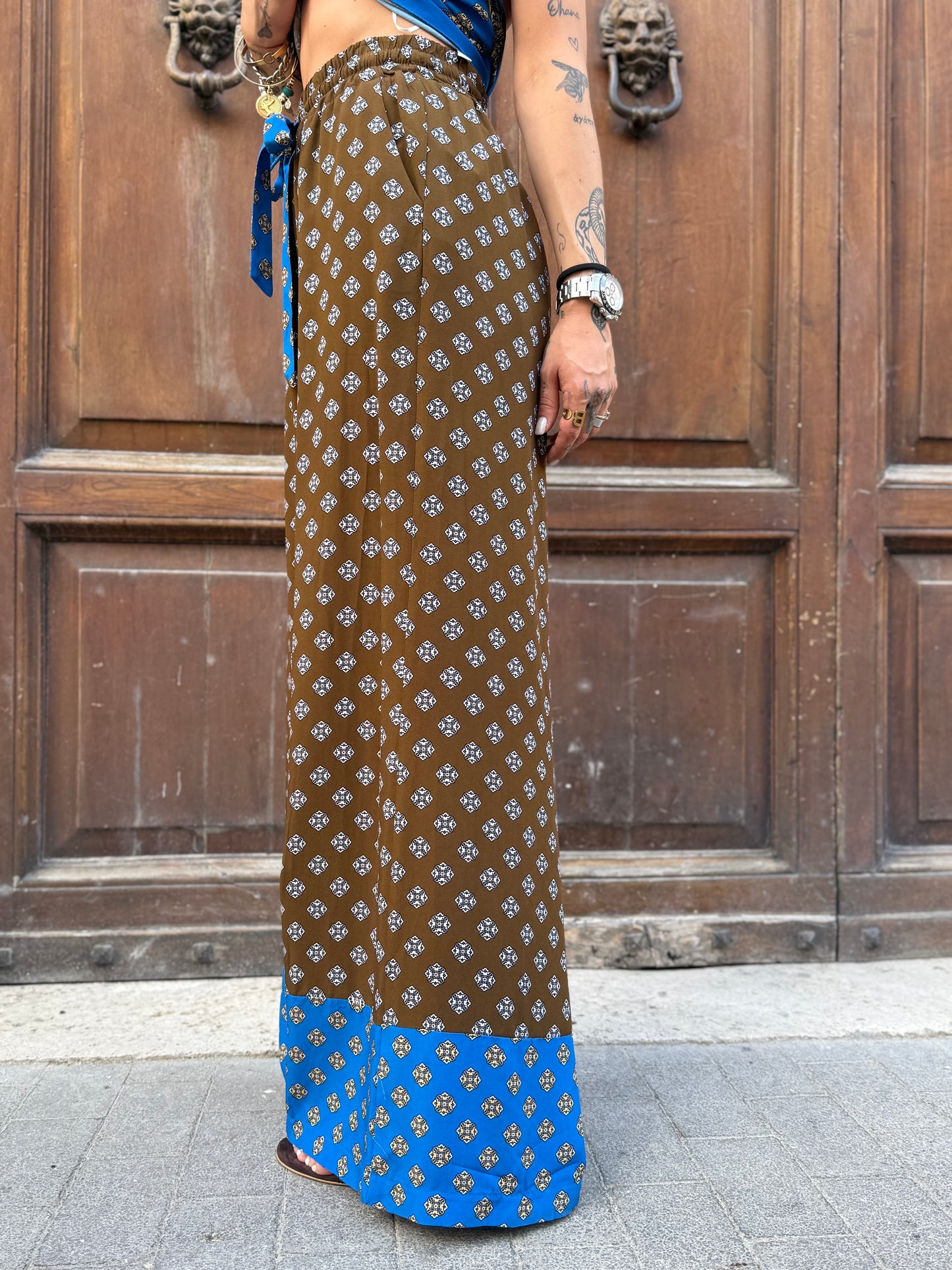 Tensione in Pantalone fantasia Moro/bluette