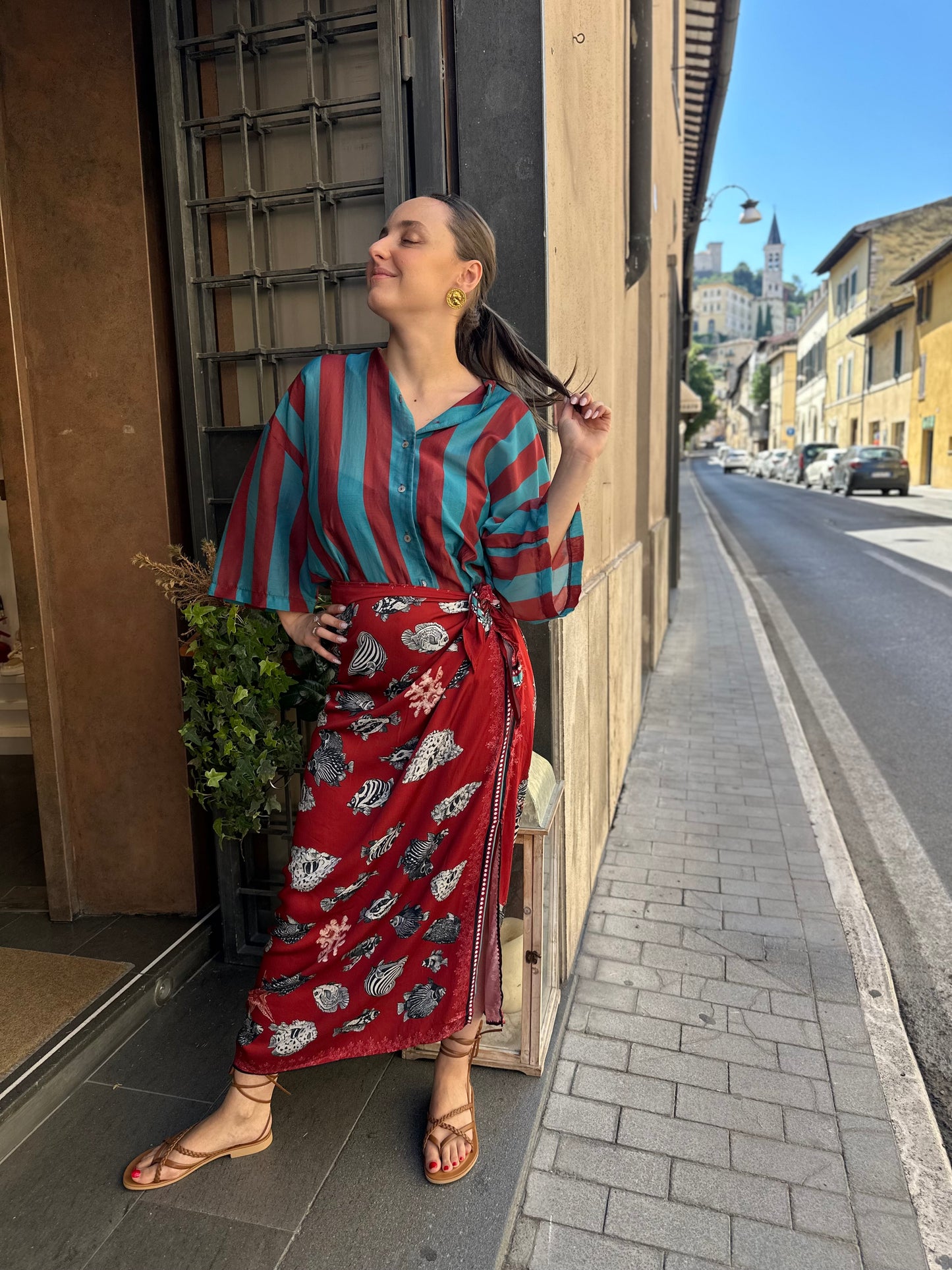 Tensione in Gonna lunga pareo Pesci e conchiglie